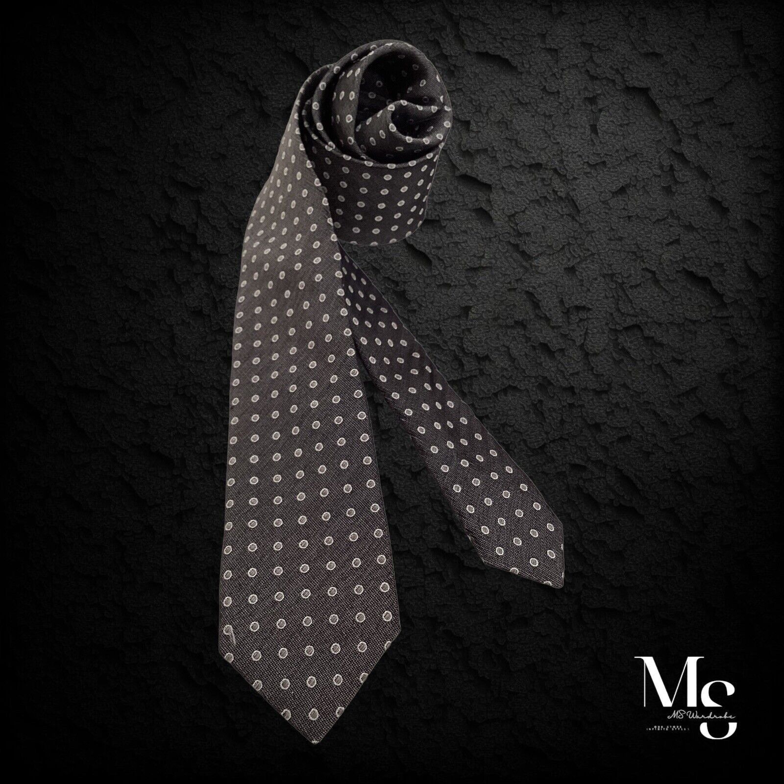Hugo Boss BOSS HUGO BOSS Gray Polka Dot Silk Slim Tie Made In Italy Size ONE SIZE - 1 Thumbnail