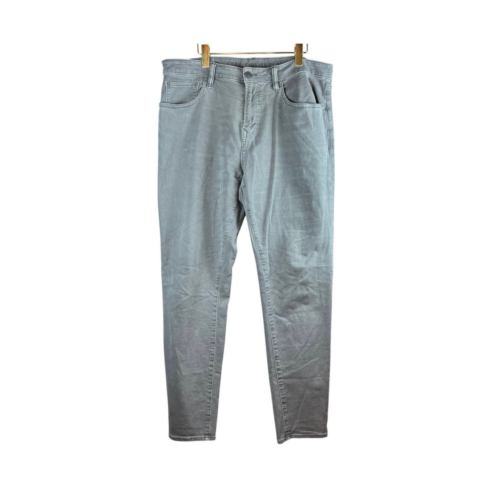 American Eagle Outfitters American Eagle Airflex Straight Leg Gray Jeans 36x34 Denim Size US 36 / EU 52 - 7 Thumbnail