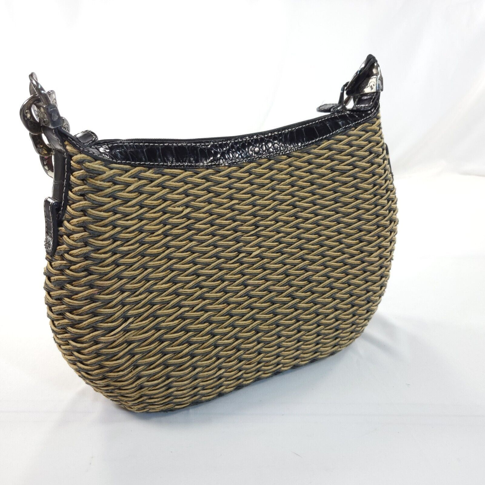 Brighton Britghton Rafia Woven Single Strap Handbag Brown Black Size ONE SIZE - 3 Thumbnail