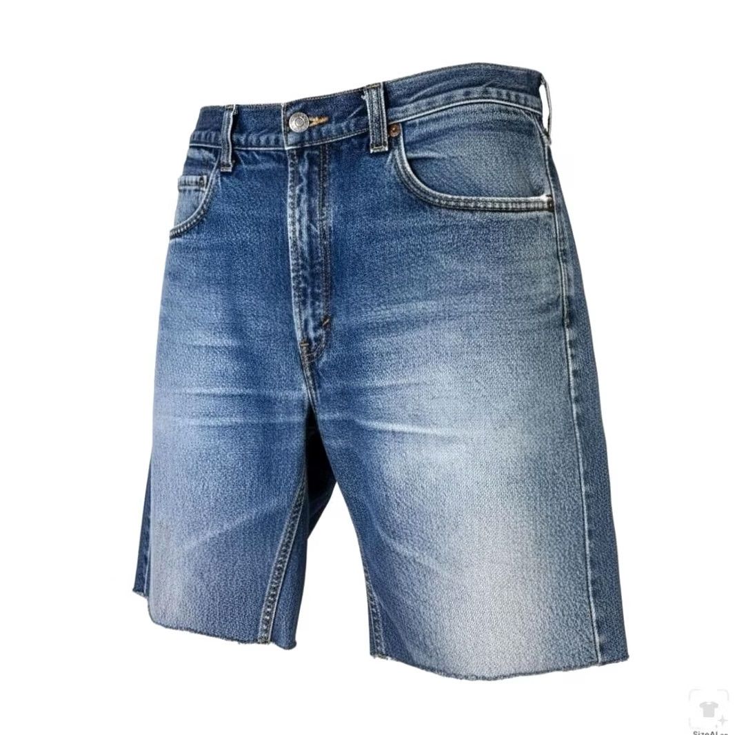 Levi's Levi's 505 Shorts Mens 36 Blue Denim Bermuda Distressed 5-Pocket Regular Fit Raw Hem Summer casual Size US 36 / EU 52 - 3 Thumbnail