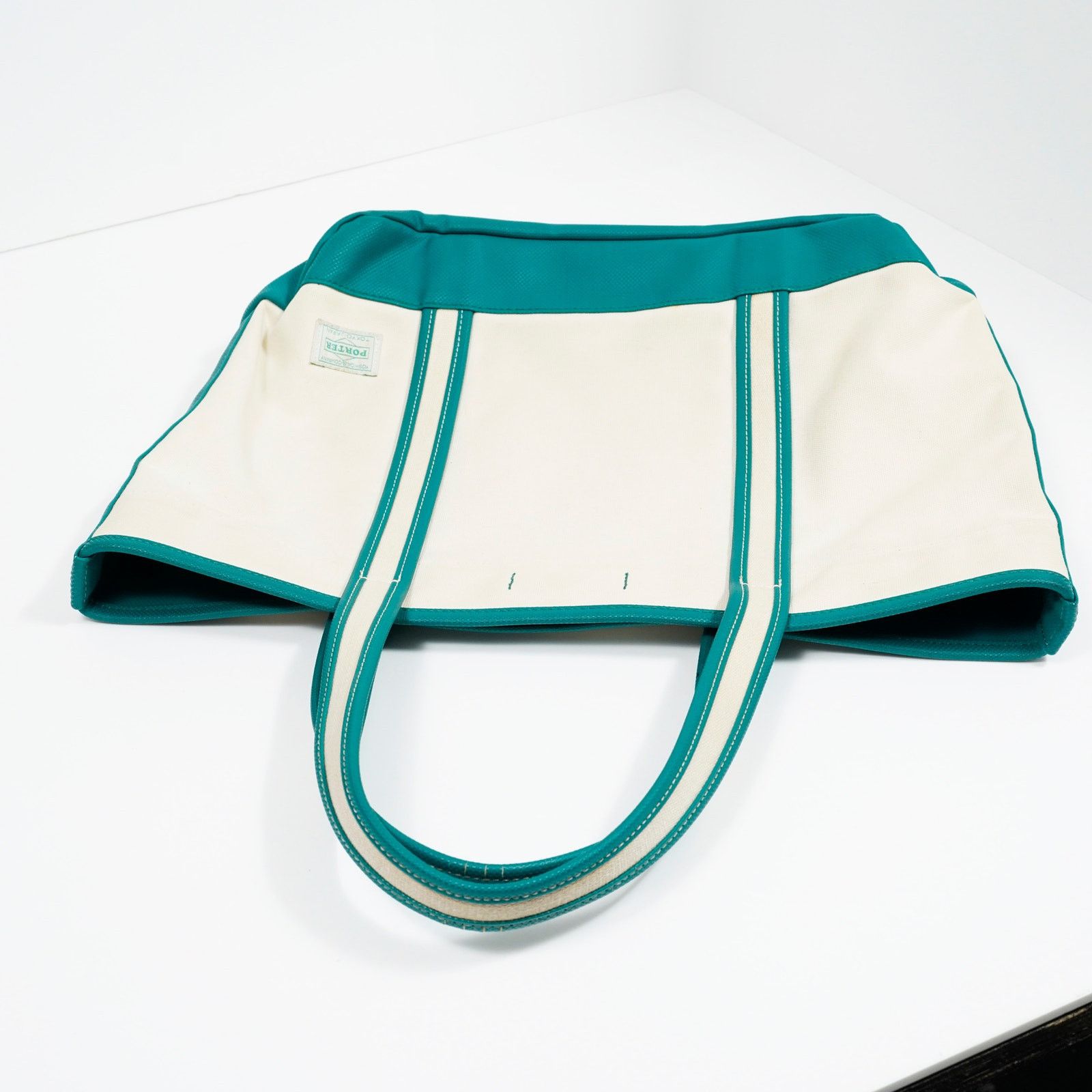 Porter Porter Girl Boyfriend Tote Canvas Ivory Green Japan Made Size ONE SIZE - 12 Thumbnail