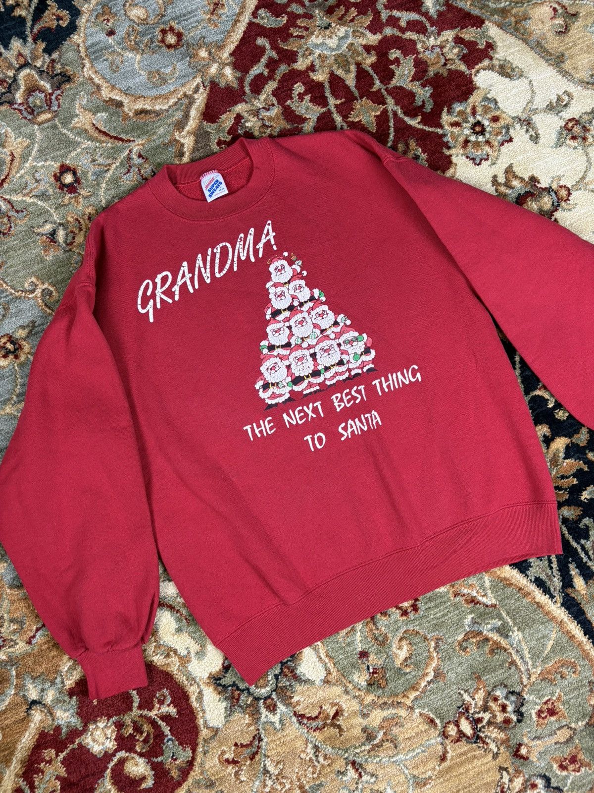 Jerzees × Vintage Vintage 80s Jerzees Grandma Christmas Crewneck Sweatshirt Size L / US 10 / IT 46 - 2 Thumbnail