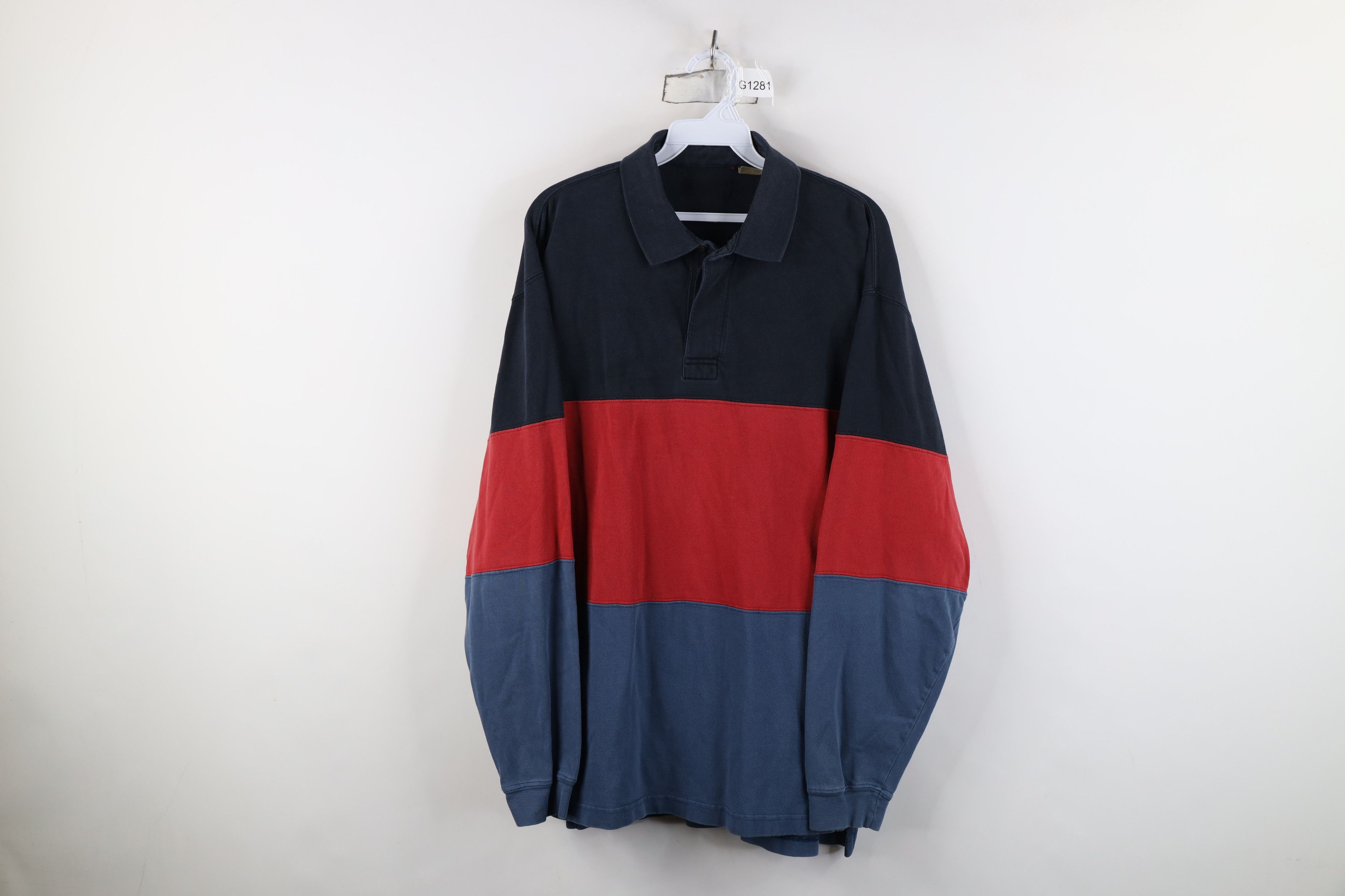 Vintage Vintage 90s Streetwear Block Heavy Long Sleeve Rugby Polo Size US M / EU 48-50 / 2 - 1 Thumbnail