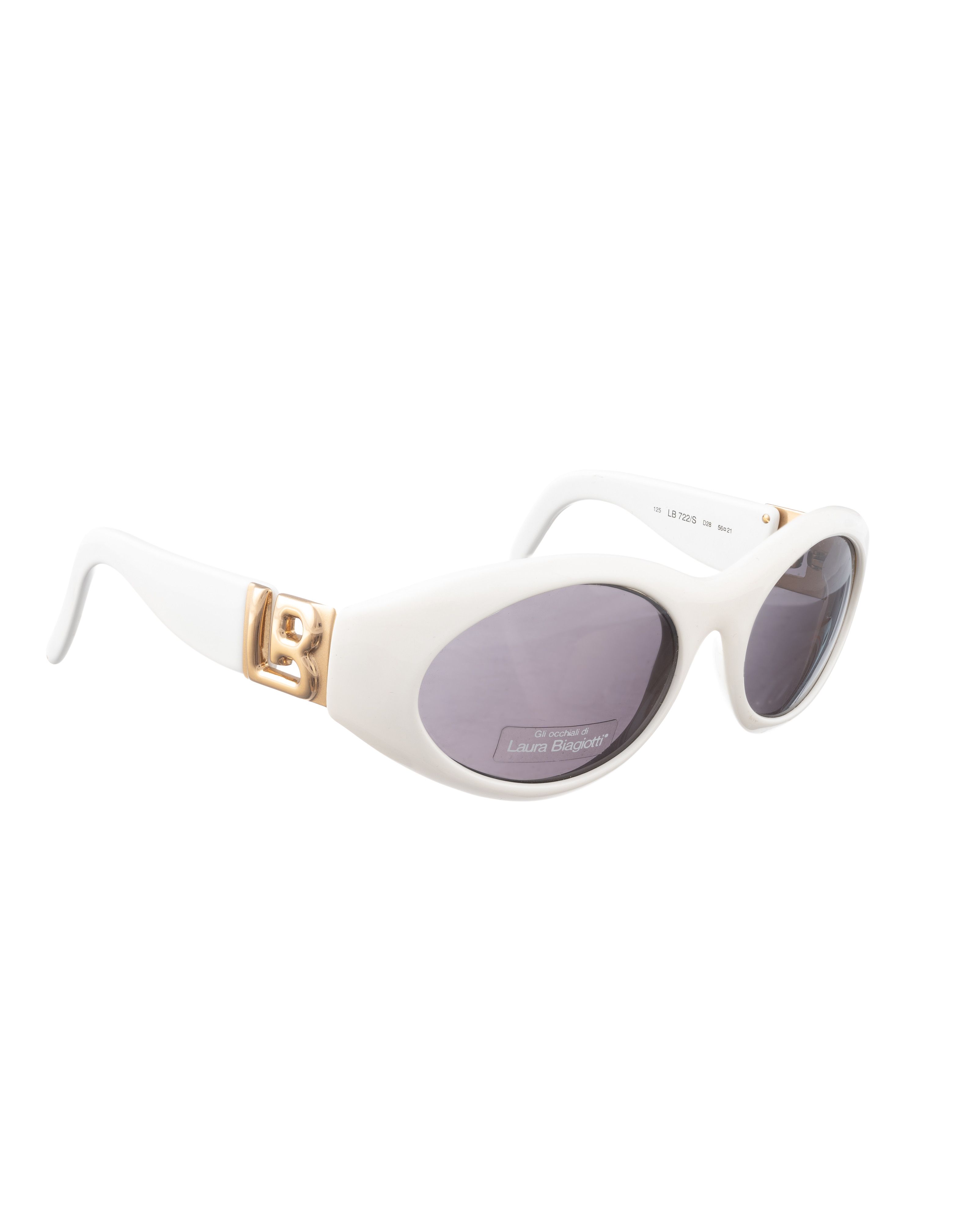 Laura Biagiotti Laura Biagiotti 90s White Oval Big Logo Sunglasses Size ONE SIZE - 3 Thumbnail