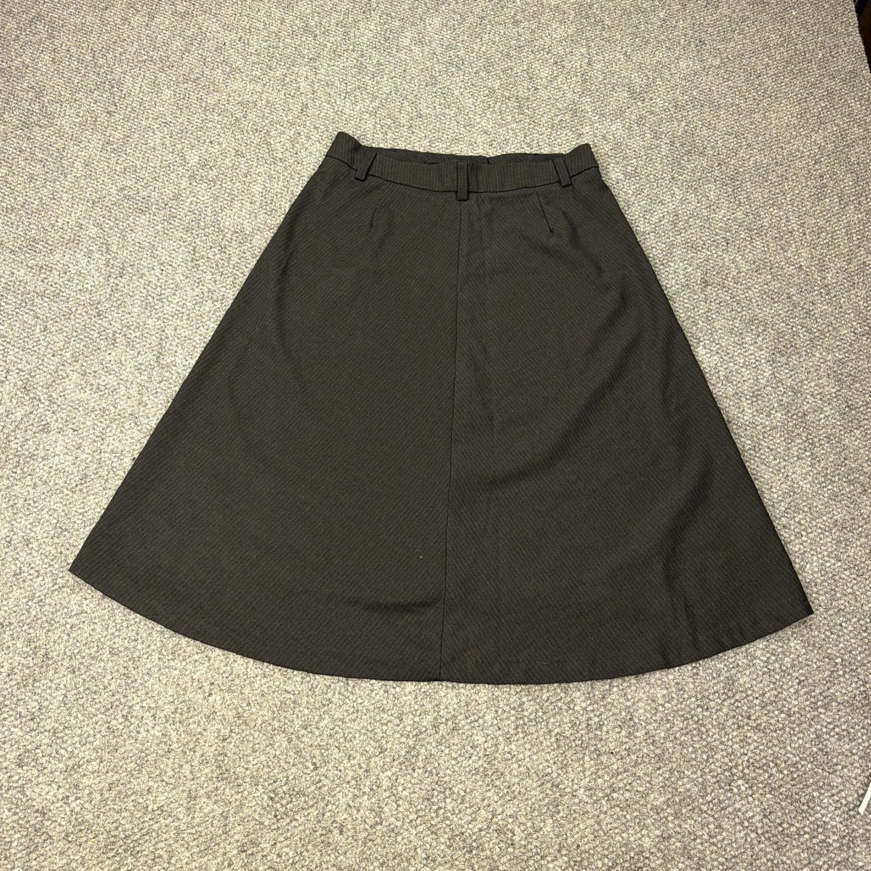 Vintage Herman Geist Skirt Womens 10 Brown Pinstripe A Line High Low Midi Career Office Size 32" / US 10 / IT 46 - 7 Thumbnail
