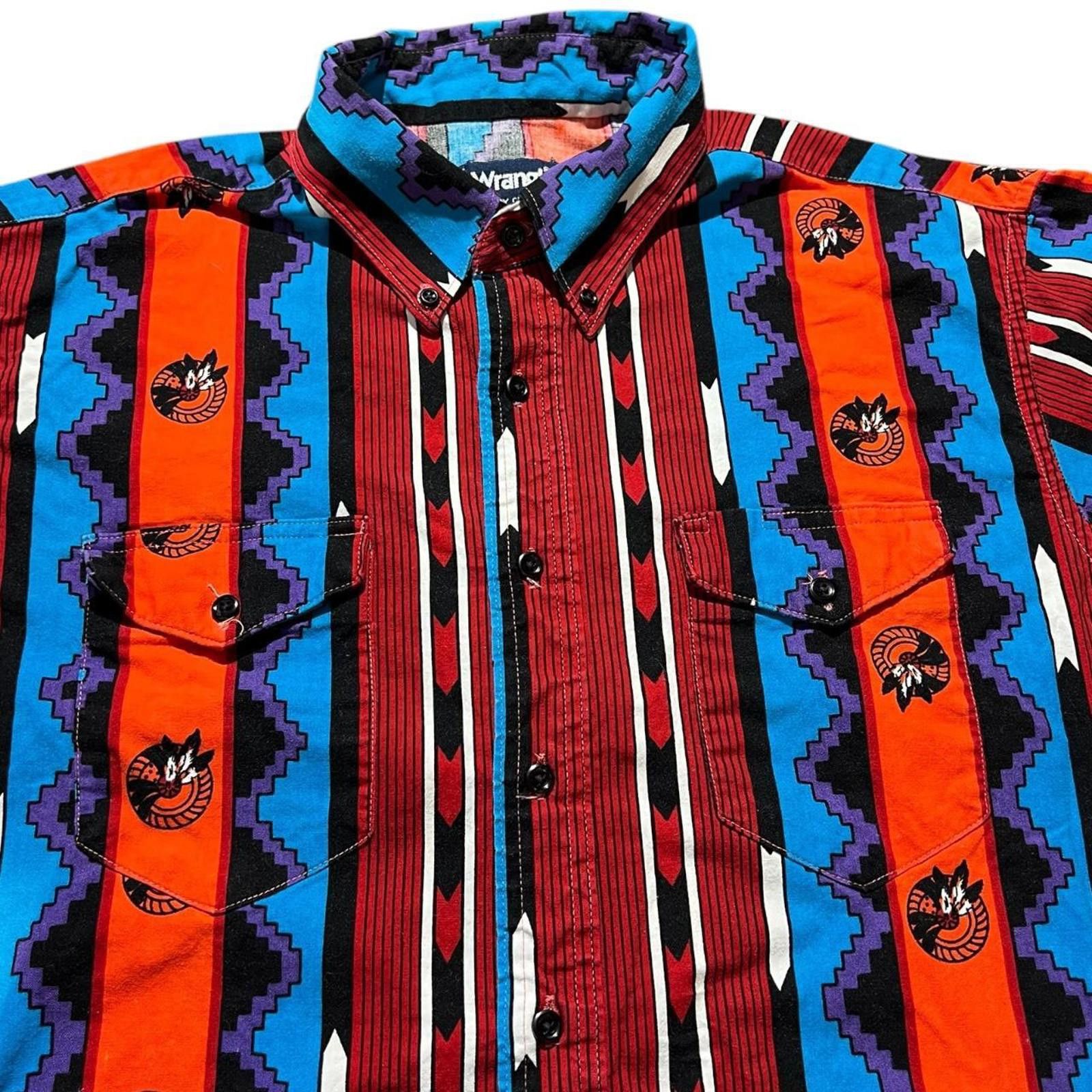 Wrangler Vintage Wrangler Western Cowboy Geometric Aztec Button Down Size US XL / EU 56 / 4 - 3 Thumbnail