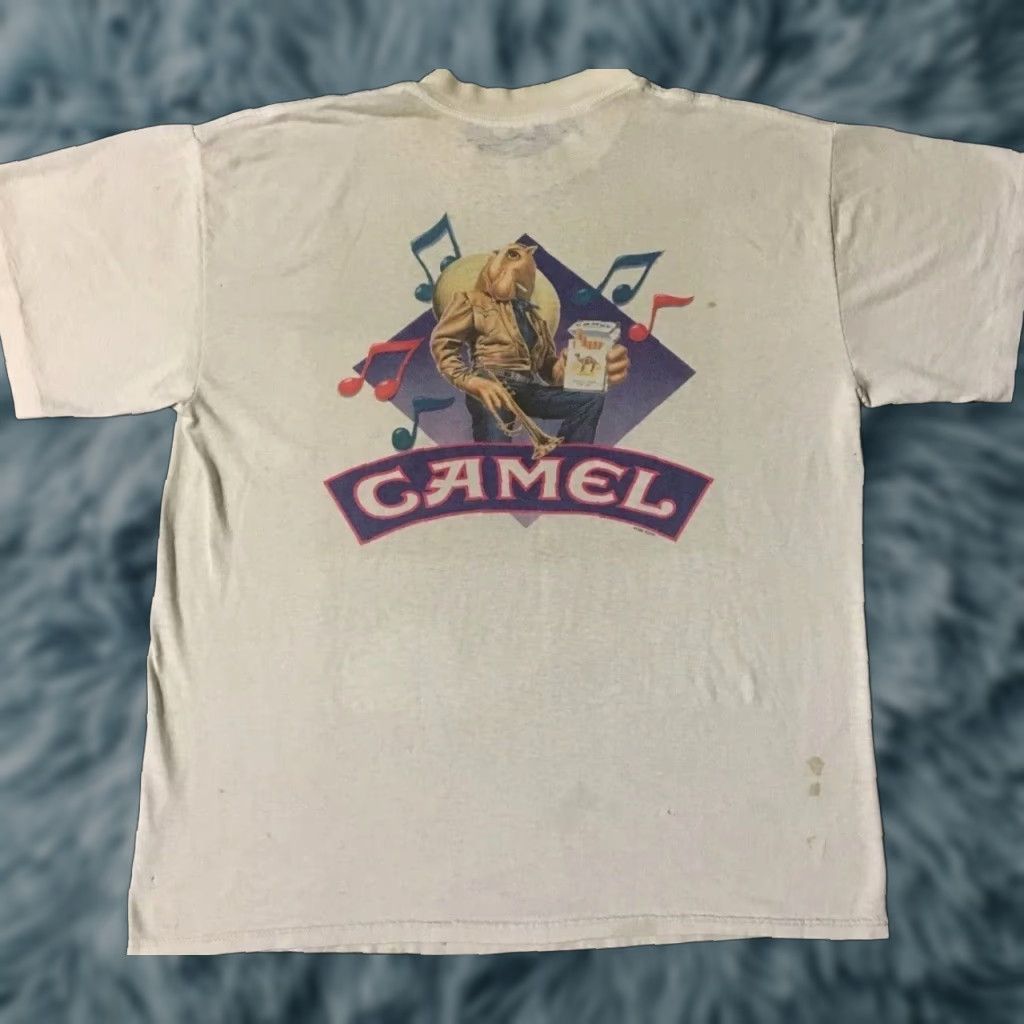 Camel VINTAGE 90s Camel Cigarettes Thrashed Faded Distress Shirt M Smoking Grunge Biker 80 Shirt Mens M White 90s Grunge Vintage USA Size US M / EU 48-50 / 2 - 1 Thumbnail