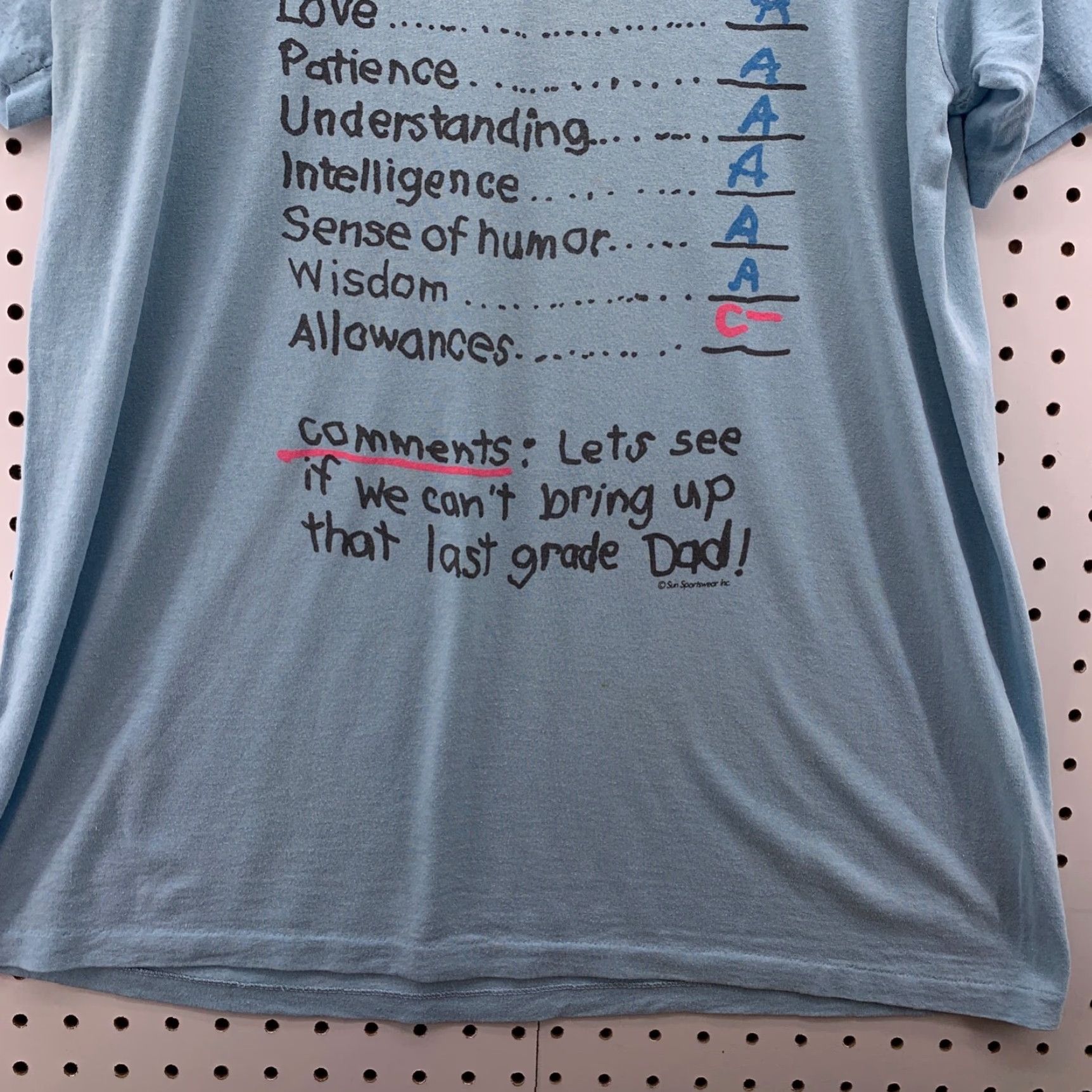 Vintage Vintage 80s Dad Funny Shirt Mens Large Blue Single Stitch Report Card T-Shirt Size US L / EU 52-54 / 3 - 7 Thumbnail