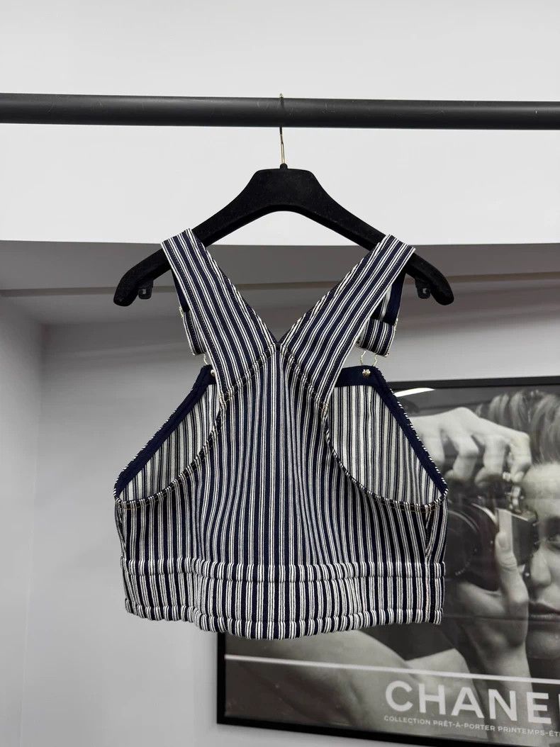 Chanel Chanel 25P vertical striped suspenders short top Size XXS / US 00 / IT 34 - 3 Thumbnail
