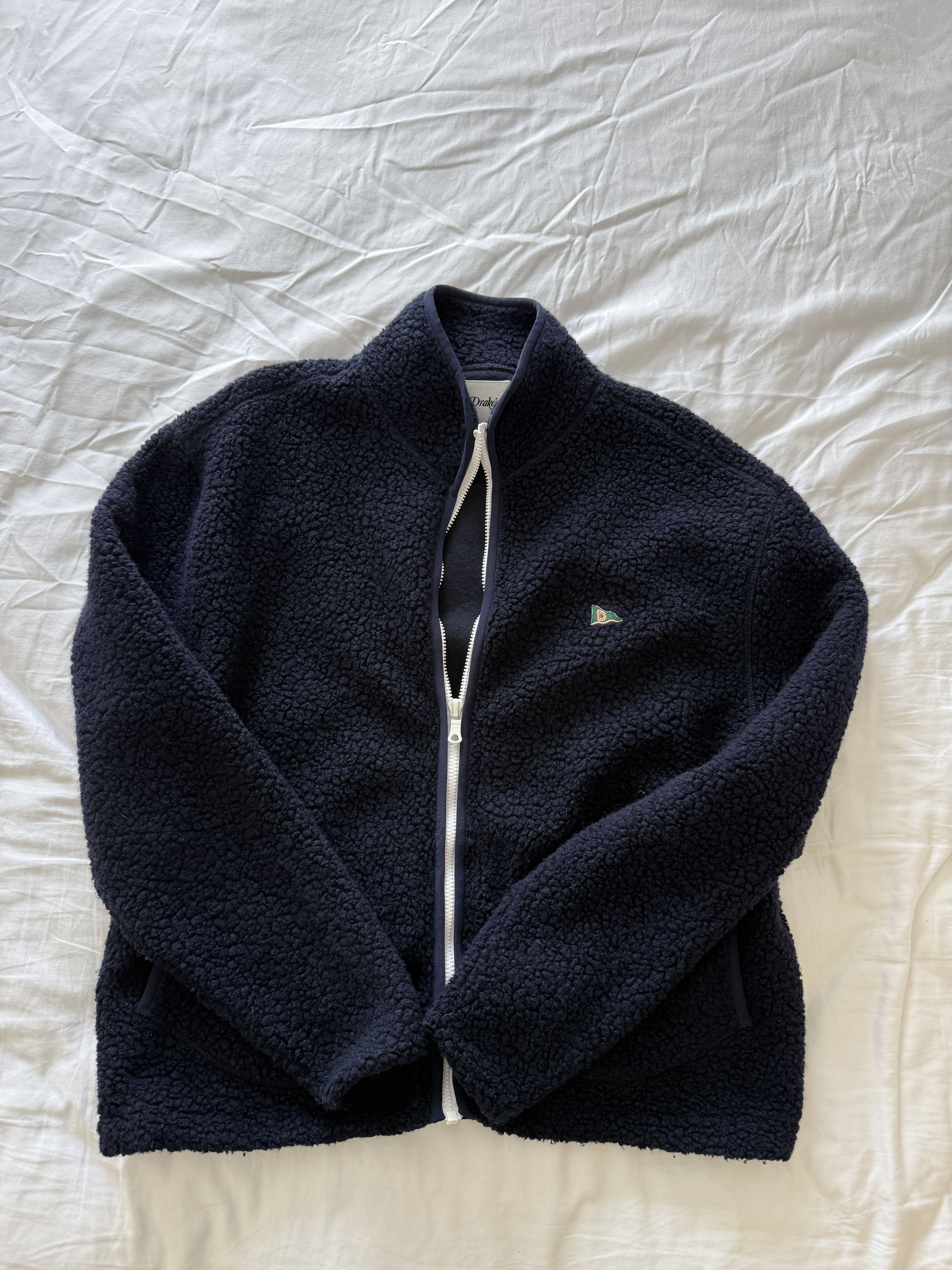 Drake's Drake's Navy Boucle Fleece Size US XL / EU 56 / 4 - 1 Thumbnail