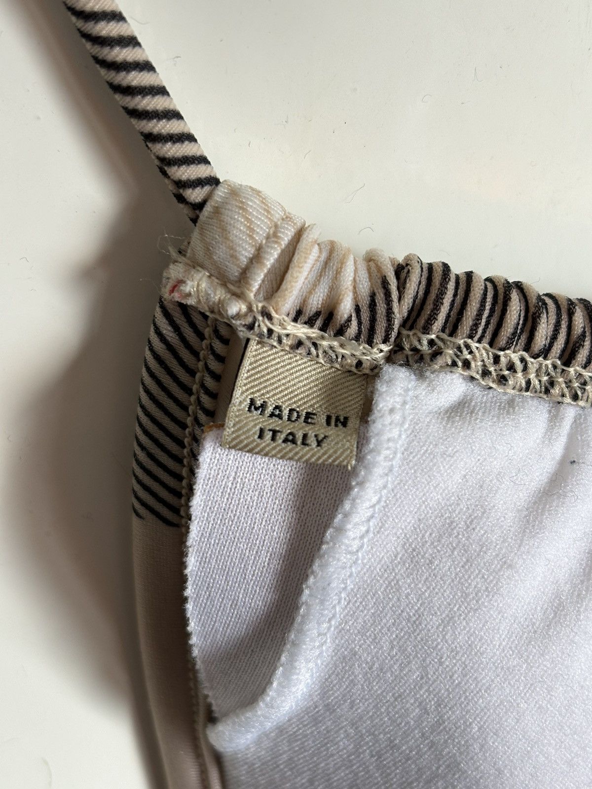 Burberry RARE Nova Check Swimsuit Stripe Trim Triangle Bikini Top Bra Size ONE SIZE - 18 Thumbnail