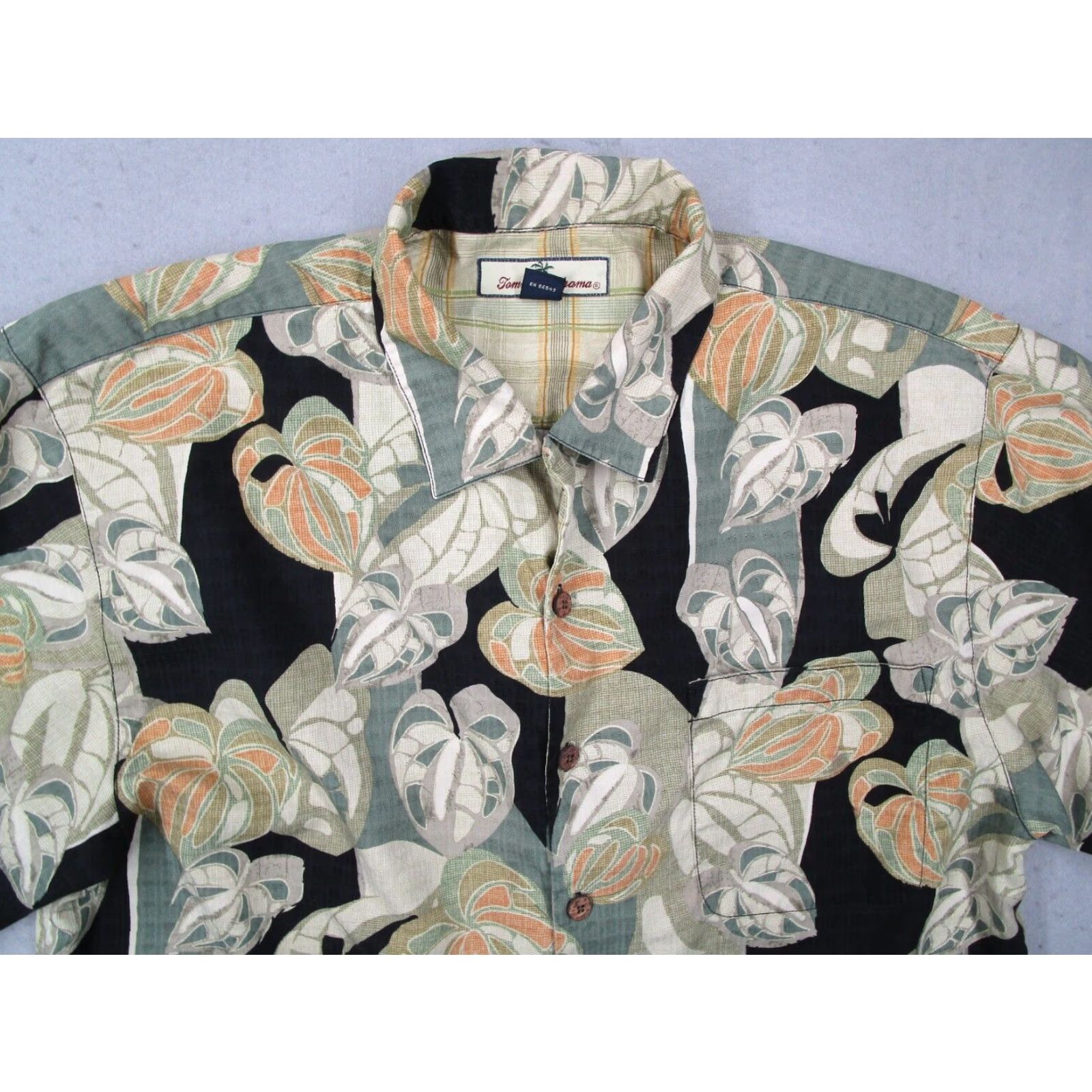 Tommy Bahama Tommy Bahama Mens Large Green Floral Silk Hawaiian Short Sleeve Button Up Shirt Size US L / EU 52-54 / 3 - 2 Thumbnail