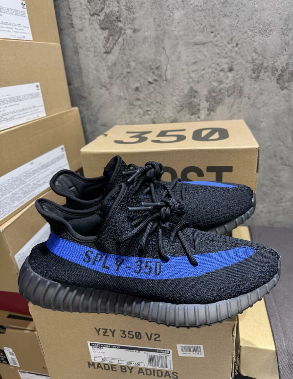 Adidas Adidas Yeezy 350 Black & Blue GY7164, Blue Stripe K37 Size US 10.5 / EU 43-44 - 6 Thumbnail