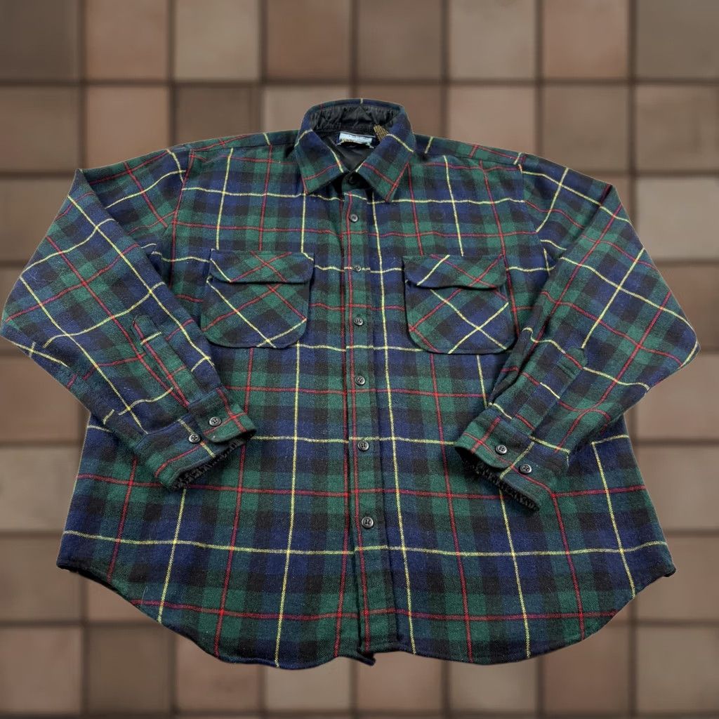 Vintage VINTAGE Fieldmaster Shirt Mens Large Blue Green Plaid Wool Flannel Workwear Size US L / EU 52-54 / 3 - 1 Thumbnail