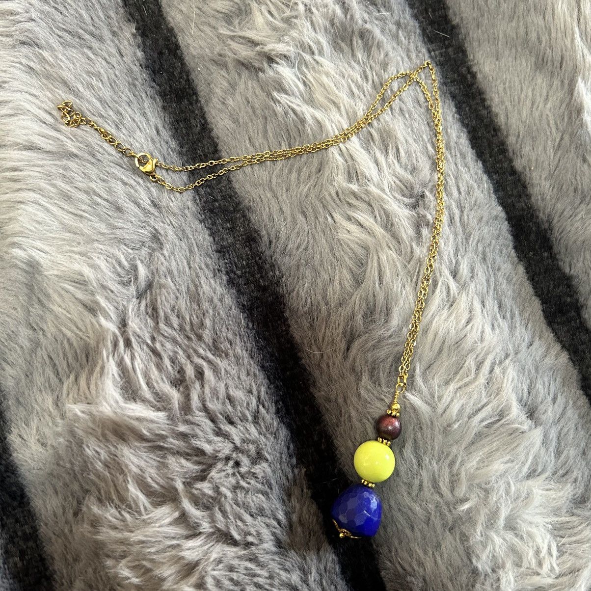Handmade Handcrafted vintage bead drop pendant on chain necklace Size ONE SIZE - 6 Thumbnail