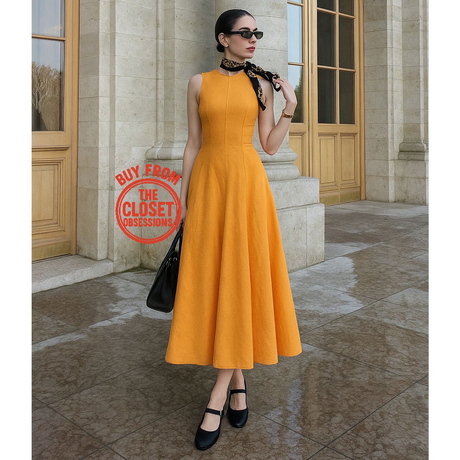 Zara ZARA Orange A-Line Midi Dress NWT Size L / US 10 / IT 46 - 3 Thumbnail