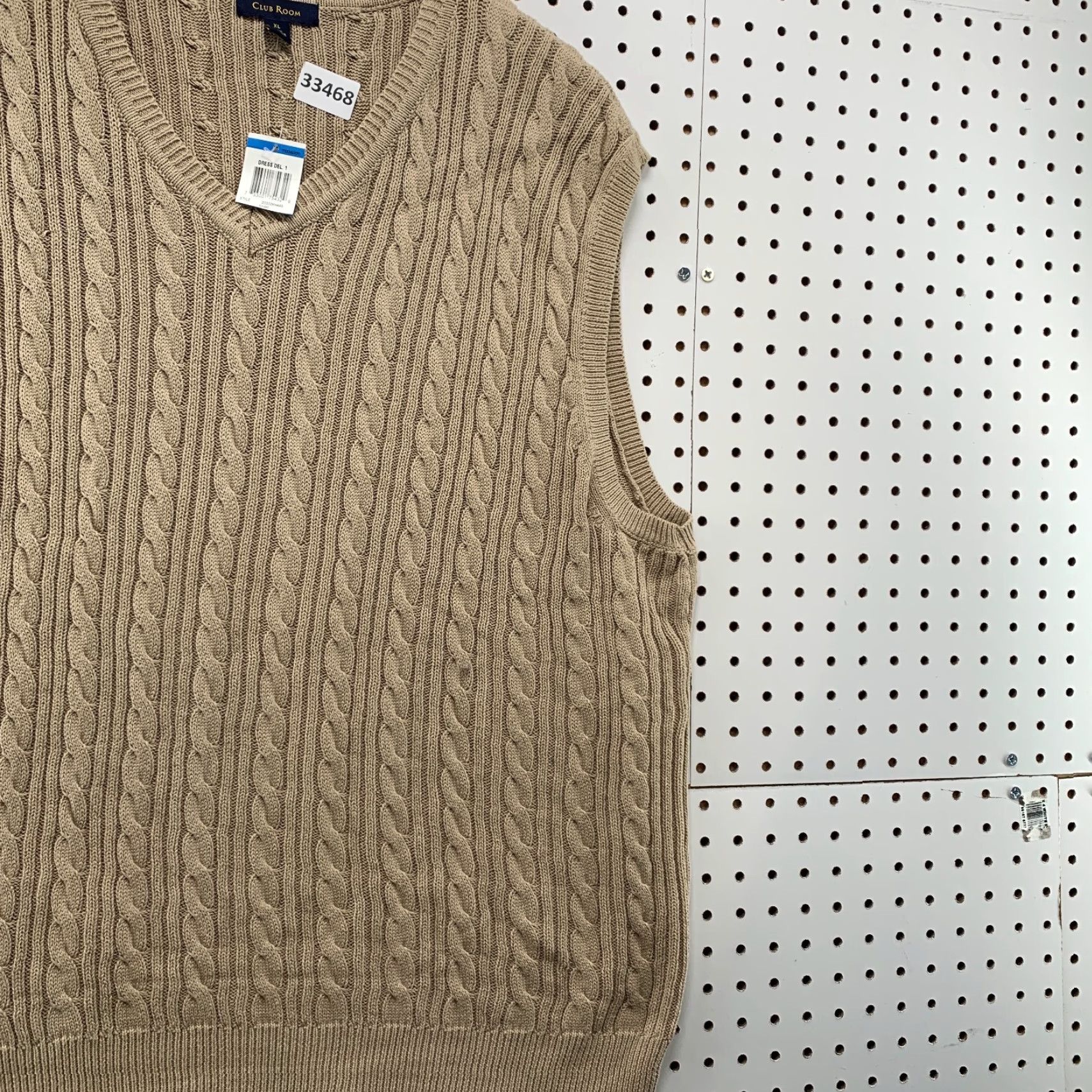Club Room VINTAGE Club Room Cable Knit Vest Sweater Mens XL Khaki Brown NWT Casual 90s Mens XL Beige Size US XL / EU 56 / 4 - 4 Thumbnail