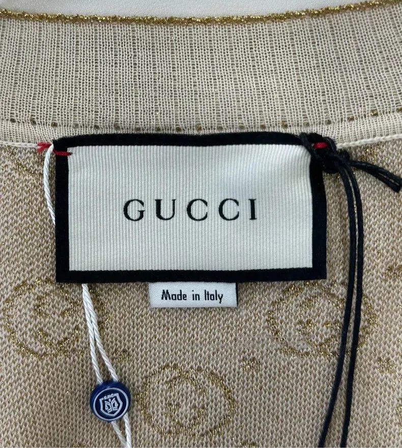 Gucci Gucci Gold silk double G full print logo knitted cardigan Size S / US 4 / IT 40 - 3 Thumbnail