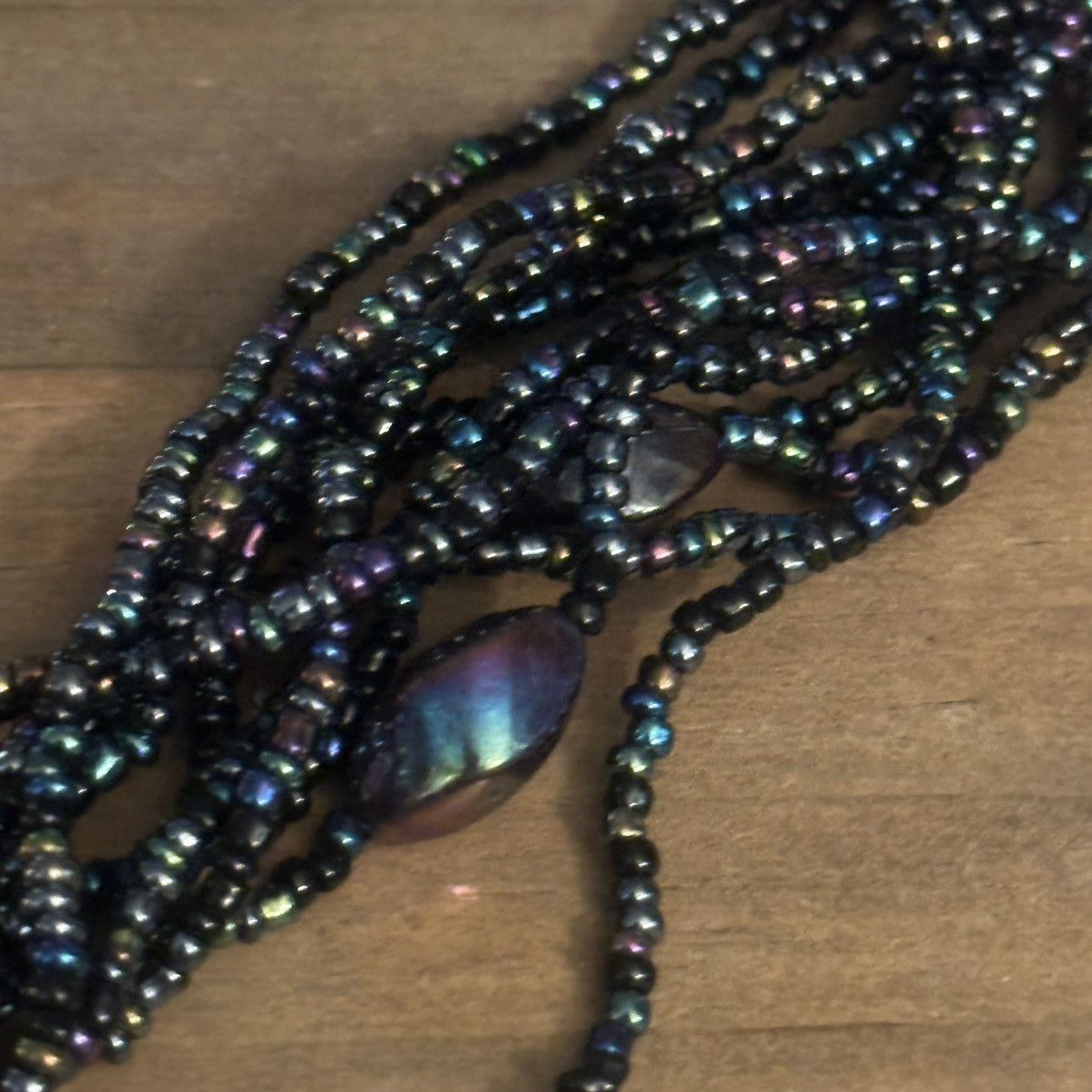 Vintage Vintage iridescent black multi strand seed bead necklace Size ONE SIZE - 2 Thumbnail