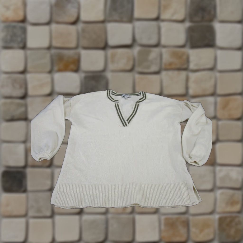 Madewell VINTAGE Madewell Sweater Womens 2XS Long Sleeve Knit V-Neck Pullover White Casual Clothing Size XXS / US 00 / IT 34 - 1 Thumbnail