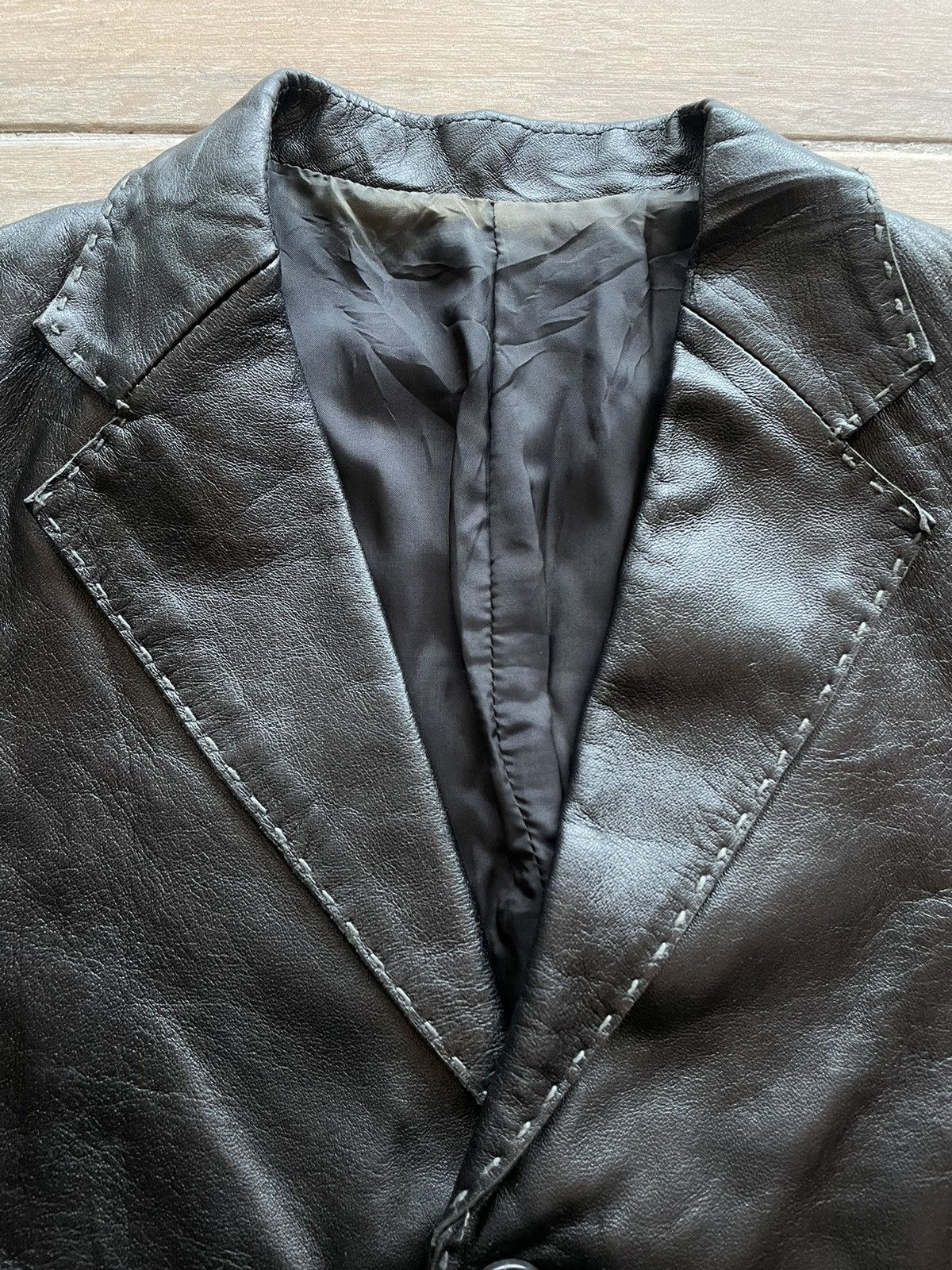 Japanese Brand × Le Grande Bleu (L.G.B.) × Tornado Mart Tornado Mart Leather Stitched Blazer Size US M / EU 48-50 / 2 - 4 Thumbnail
