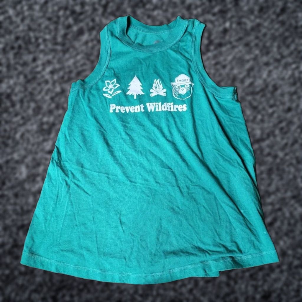 Vintage Mighty Fine Women's Large Green Tank Top Shirt Smokey The Bear Logo Casual Size L / US 10 / IT 46 - 1 Thumbnail