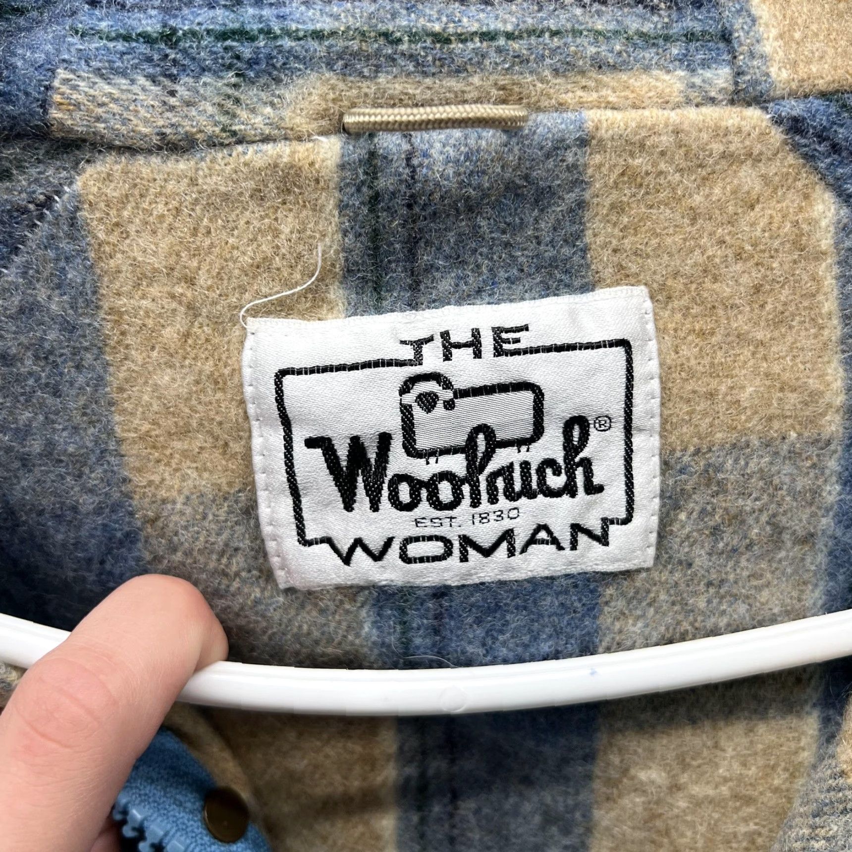 Vintage VINTAGE Woolrich Jacket Womens Large Blue Plaid Hooded Parka 90s White Space NOT Applicable Size L / US 10 / IT 46 - 6 Thumbnail