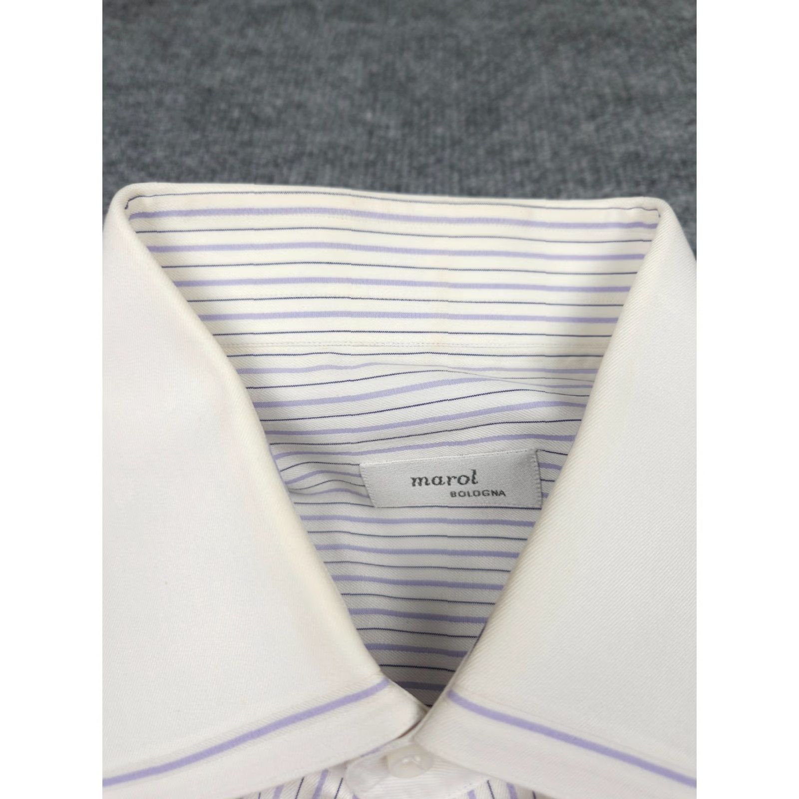 Vintage MAROL Bologna Dress Shirt Men 40 White Striped Button Up 15 3/4 Italy Cotton Regular Shirt Mens Size 40R - 5 Thumbnail