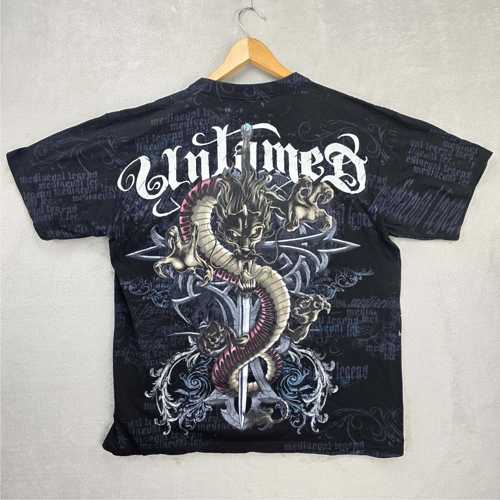 Other Vtg Untamed Dragon Cross Shirt XL Y2K Cyber Mall Goth AOP Size US XL / EU 56 / 4 - 1 Thumbnail