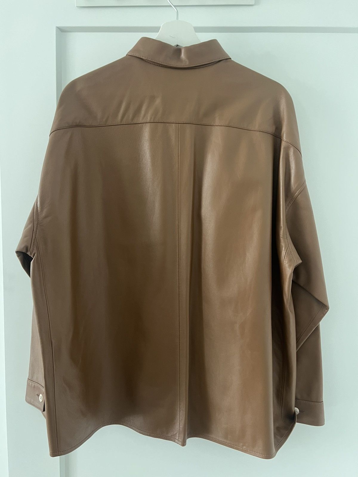 Marni NEW 48 Cognac Brown Calfskin Leather Overshirt Jacket Size US M / EU 48-50 / 2 - 7 Thumbnail