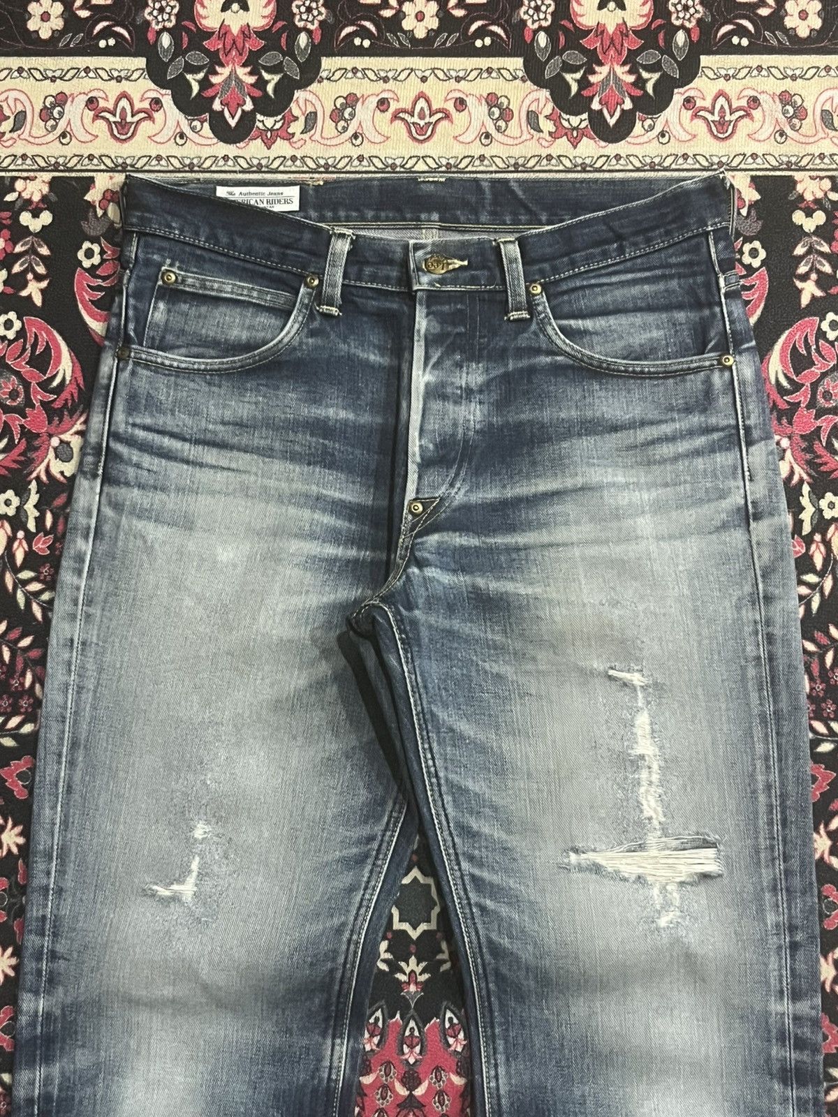 Vintage Vintage Lee Rider Japan Blue Faded Washed Distressed Jeans Size US 30 / EU 46 - 4 Thumbnail