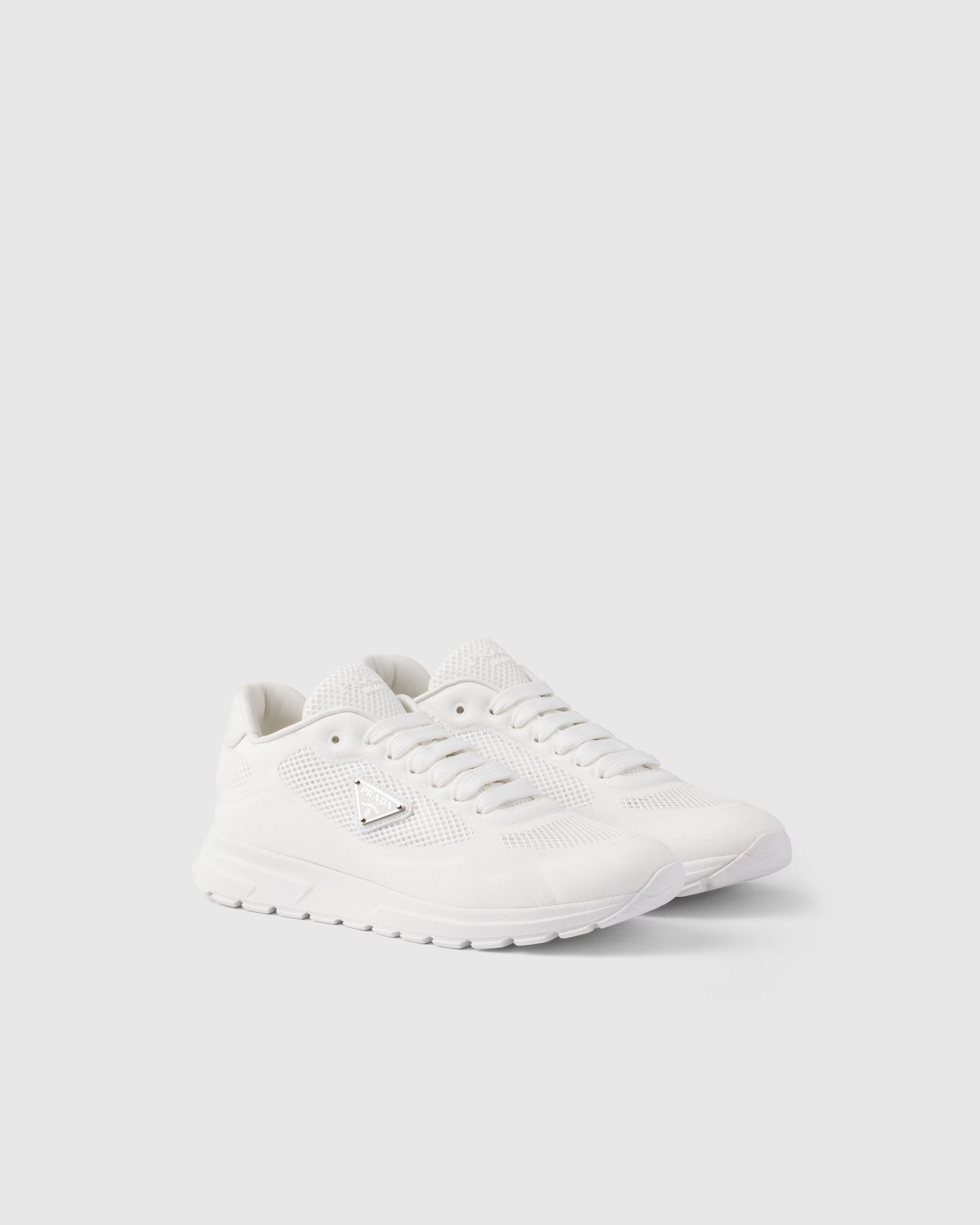 Prada o1B3y1r0526 Prax 2.0 Fabric and Mesh Sneakers in White Size US 11 / IT 41 - 2 Thumbnail