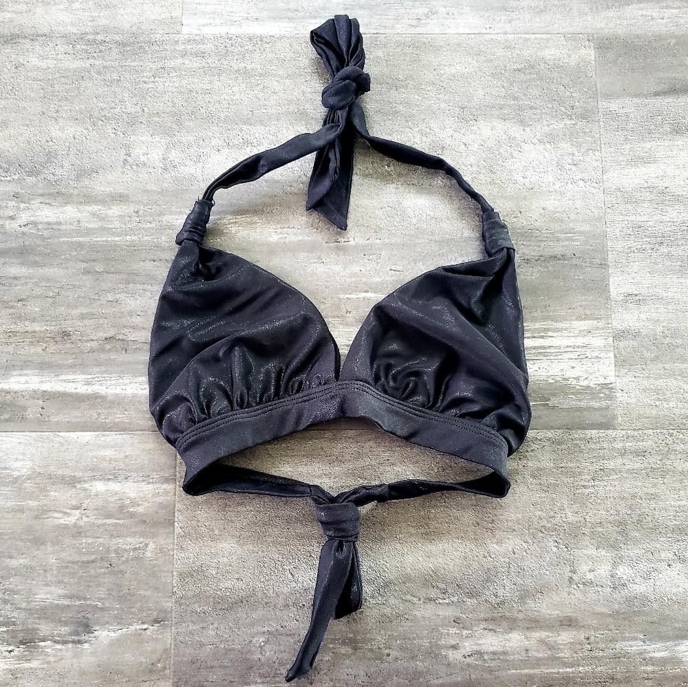 Designer Black Shimmer BlackHeart Bikini Top Size ONE SIZE - 1 Thumbnail