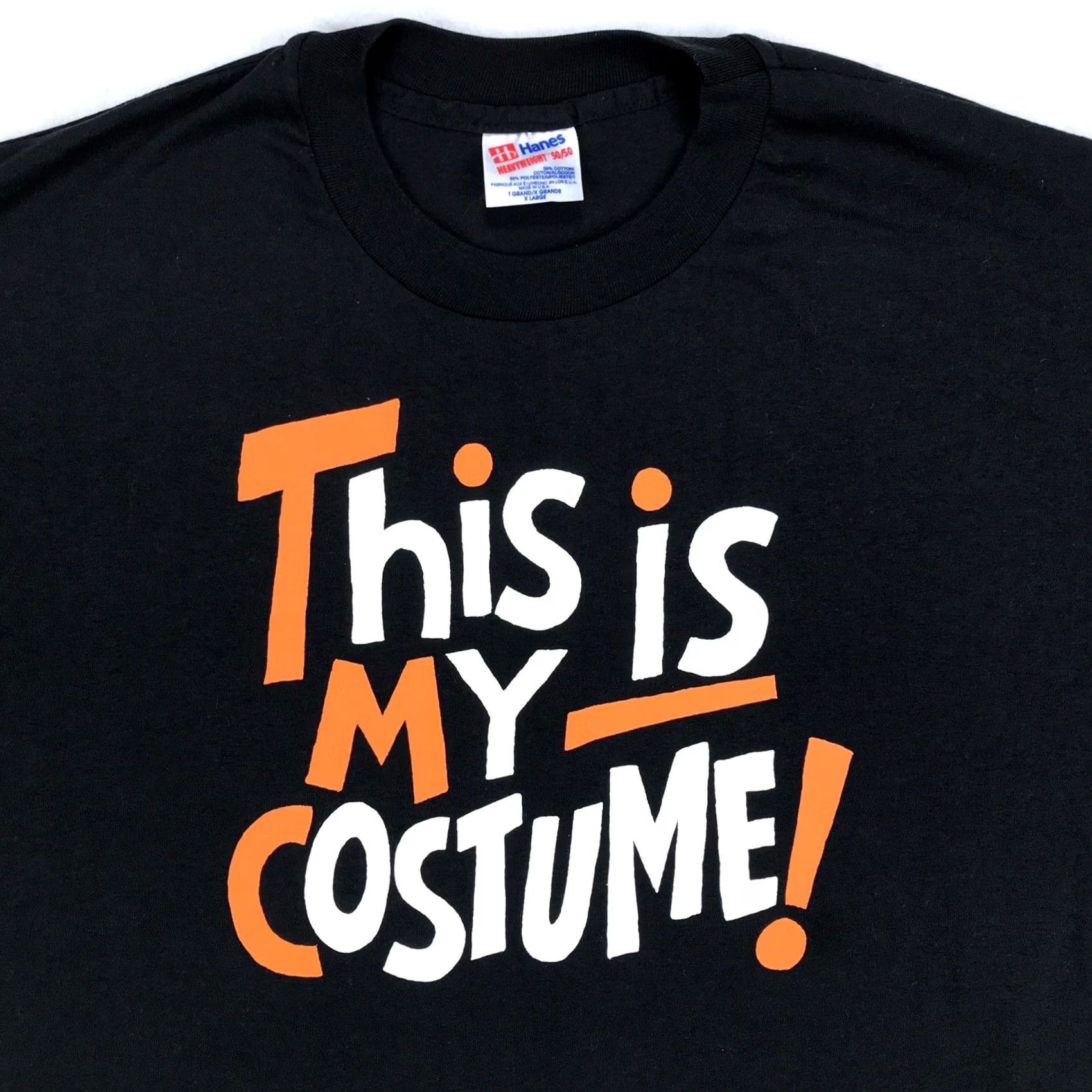 Hanes VINTAGE Hanes T-Shirt XL Black THIS IS MY HALLOWEEN COSTUME trick or treat 80s 90s Mens Size US XL / EU 56 / 4 - 2 Thumbnail
