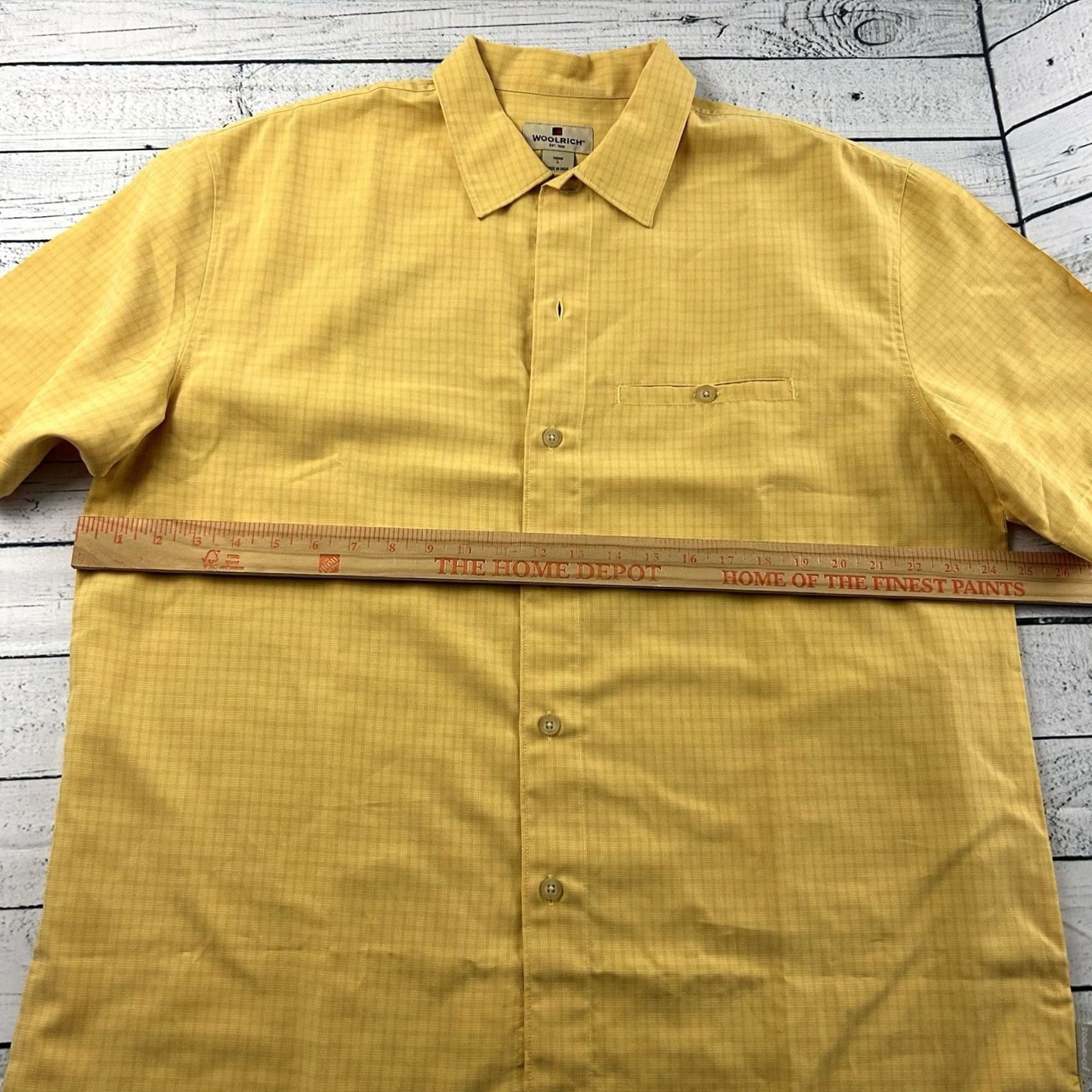 Vintage Woolrich Short Sleeve Plaid Modal Poly Button Front Shirt Men's L Yellow Size US L / EU 52-54 / 3 - 4 Thumbnail