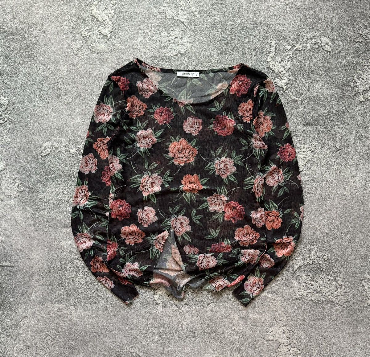 Japanese Brand × Jean Paul Gaultier Mesh top long sleeve flowers🌺 motive like Jean Paul Gaultier Size L / US 10 / IT 46 - 1 Thumbnail