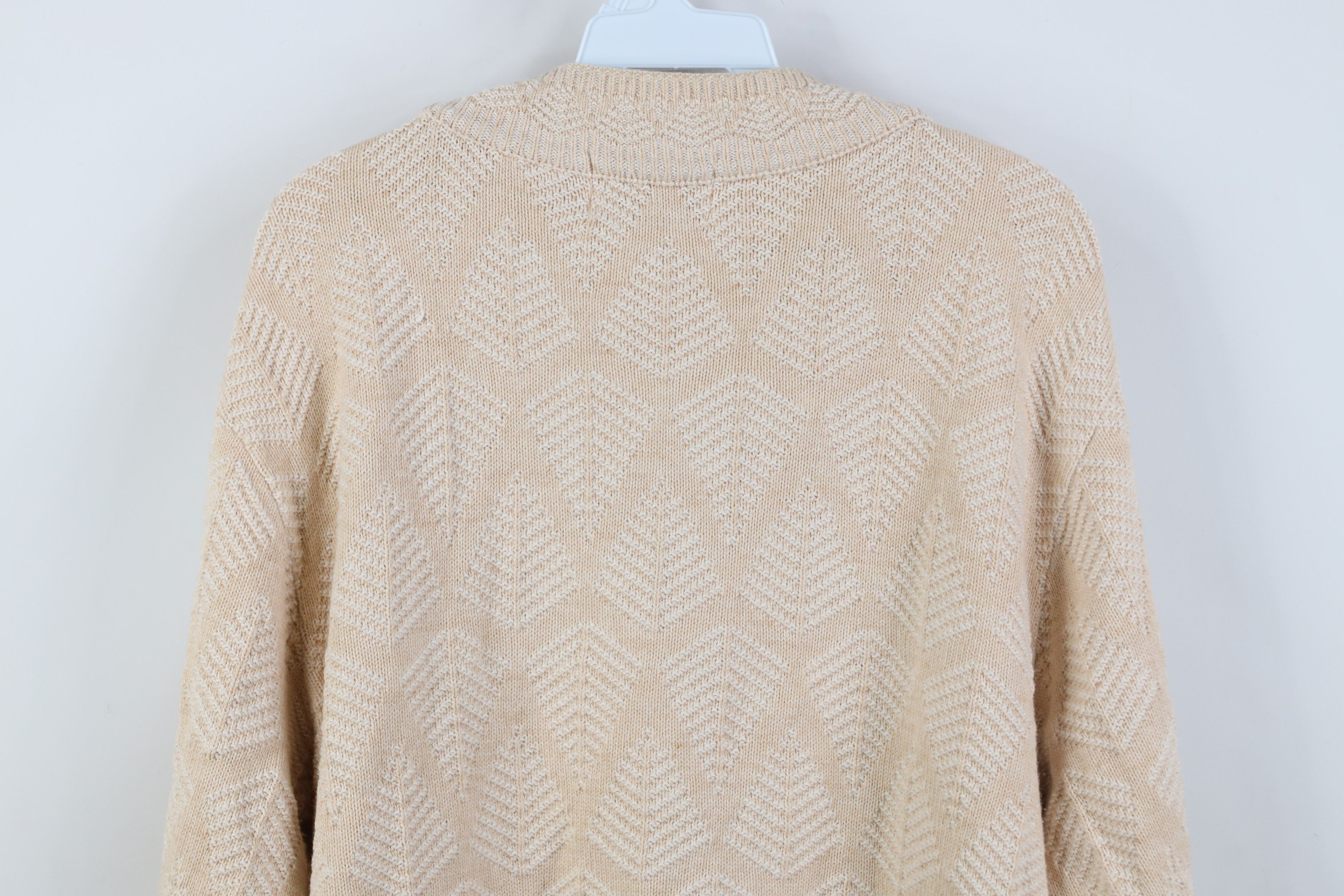 Vintage Vintage 90s Dapper Tree Knit V-Neck Sweater Beige USA Size US M / EU 48-50 / 2 - 10 Thumbnail