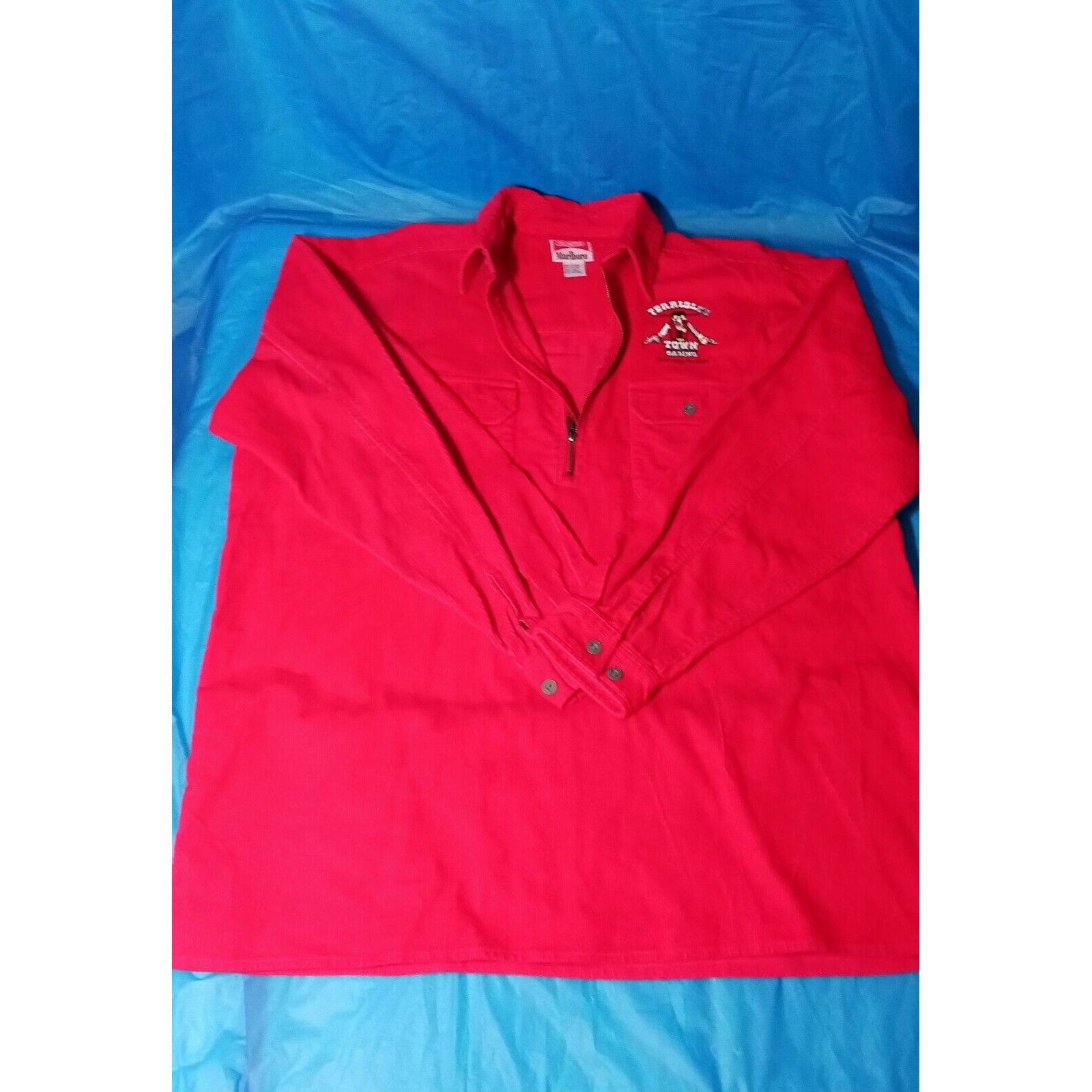 Marlboro 90's Marlboro Red Corduroy 1/2 Zip Pullover Shirt Large Terr Size US L / EU 52-54 / 3 - 3 Thumbnail