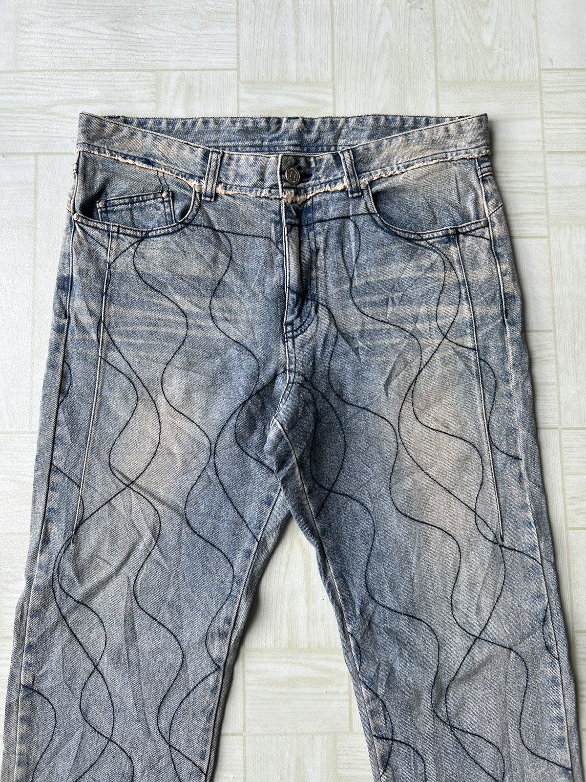 Wooyoungmi ARCHIVE FW18 Wooyoungmi Wave Cut Raw Hem Distressed Denim Size US 34 / EU 50 - 3 Thumbnail