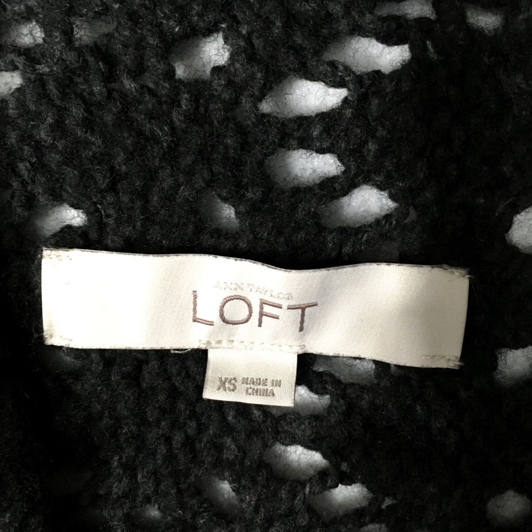Loft LOFT XS Black Open Crocheted Cotton Long Sleeve Sweater Womens Size XS / US 0-2 / IT 36-38 - 5 Thumbnail