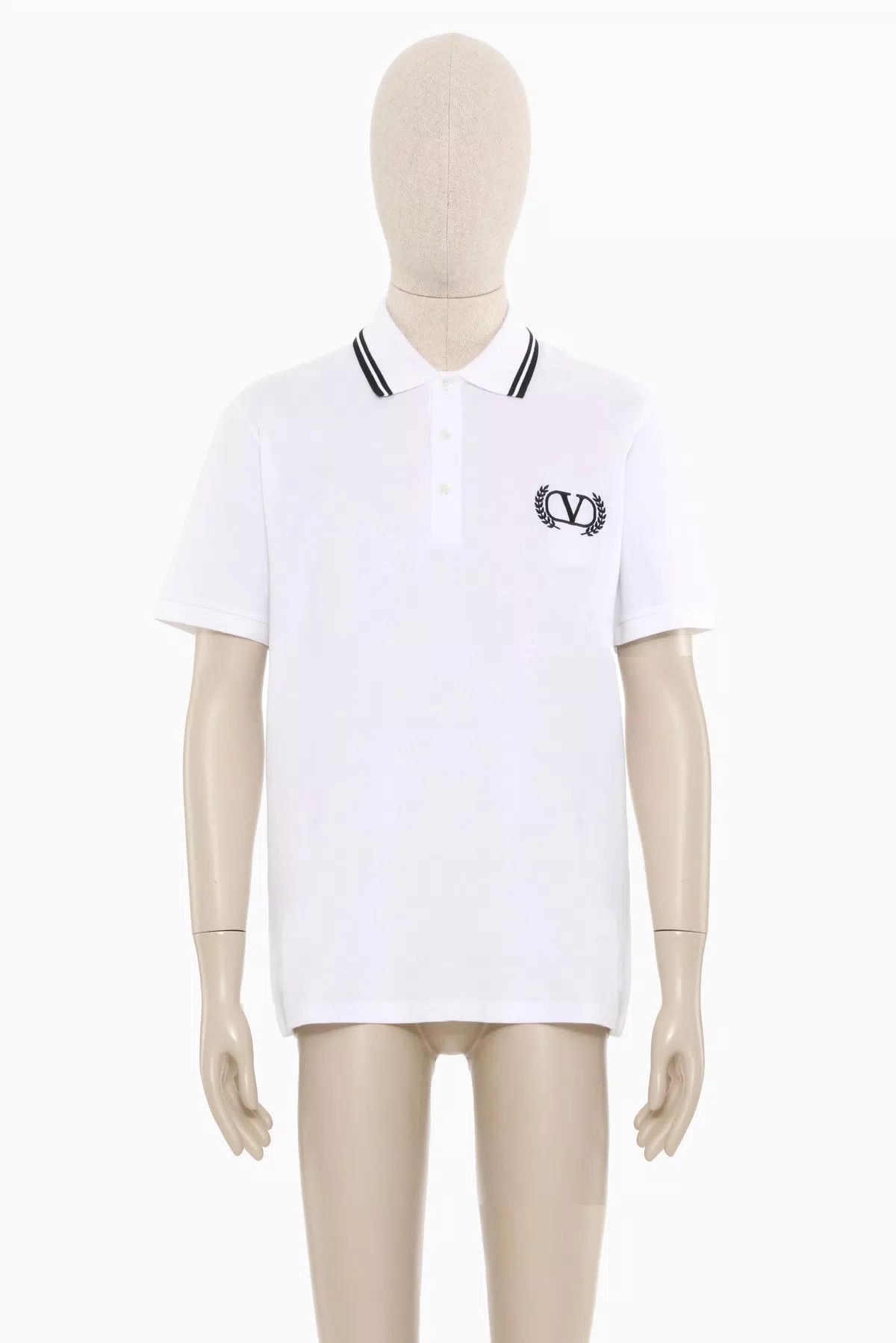 Valentino oc11z0725 Cotton Pique Polo Shirt in White Size US M / EU 48-50 / 2 - 1 Thumbnail