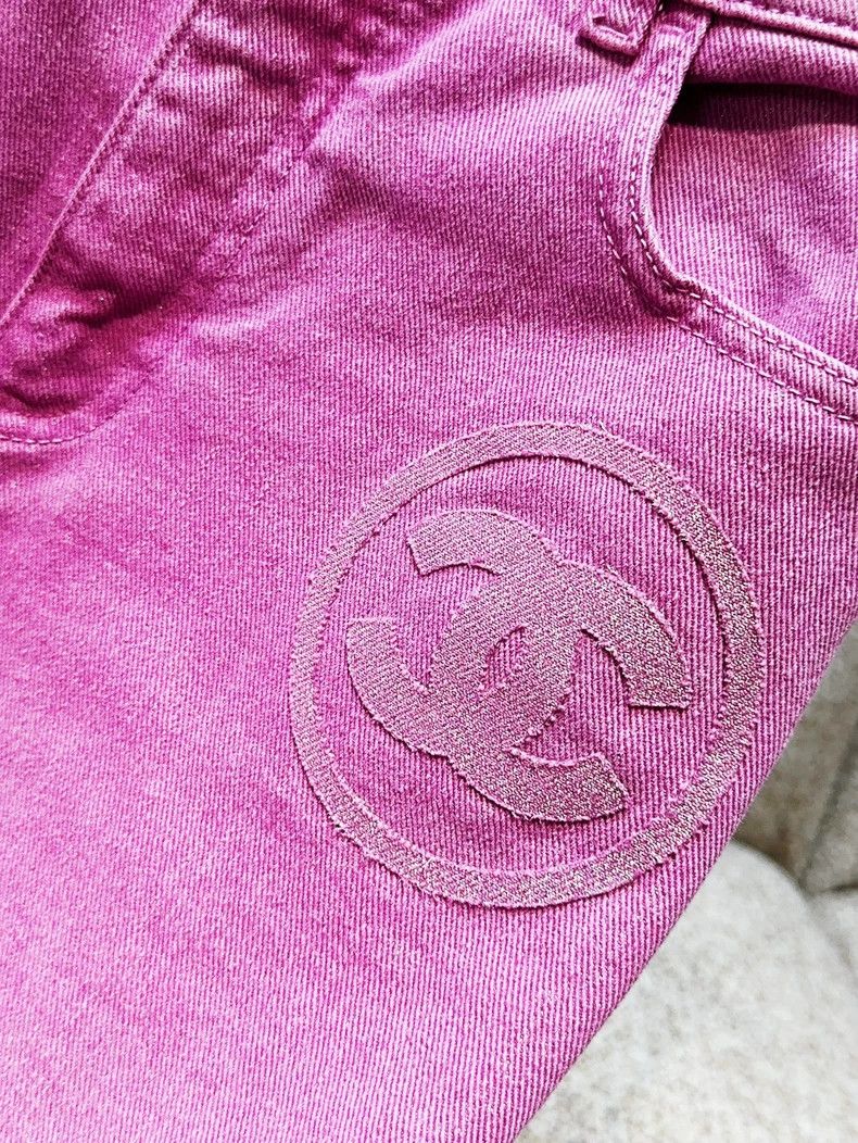Chanel Chanel 23C pink purple double C denim trousers Size 24" / US 00 / IT 34 - 2 Thumbnail