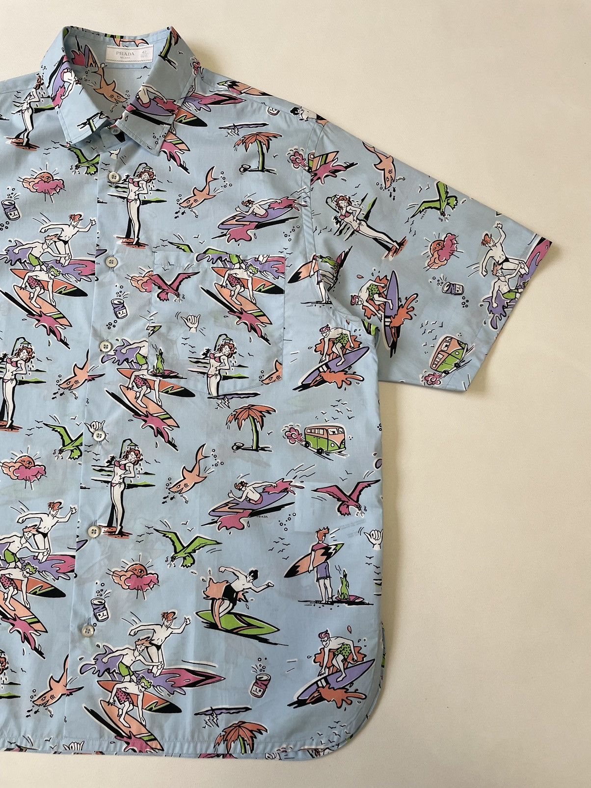 Prada S/S 12 ‘Surf’ Print Short Sleeve Shirt Size US L / EU 52-54 / 3 - 10 Thumbnail