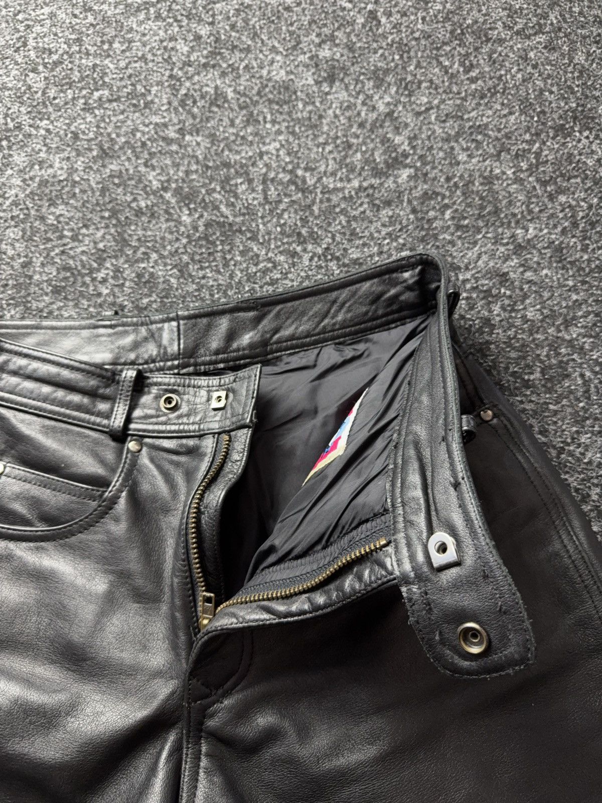 Genuine Leather Leather Biker MOTO Rock Punk Opium Chrome Style Pants Black Size US 31 - 11 Thumbnail