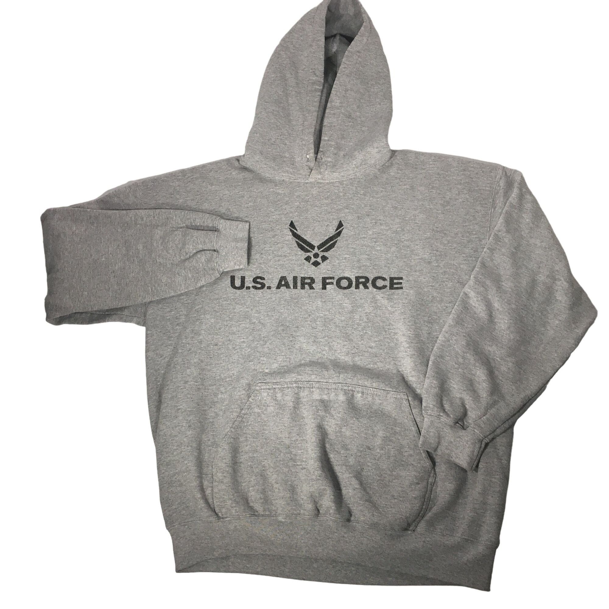 Gildan Vtg Men Heather Gray Hoodie US AIR FORCE Navy Sweatshirt Size US L / EU 52-54 / 3 - 2 Thumbnail