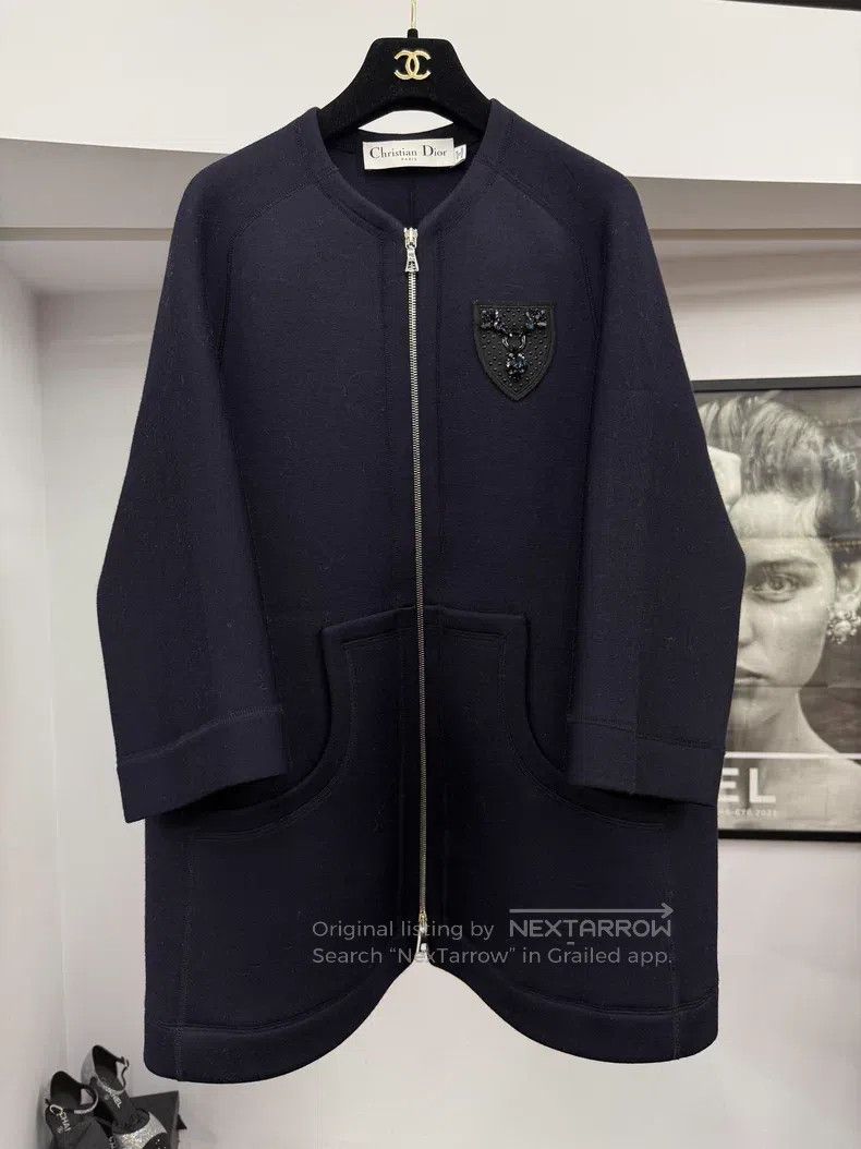 Dior Dior Blue beaded shield zipper jacket Size XS / US 0-2 / IT 36-38 - 1 Thumbnail