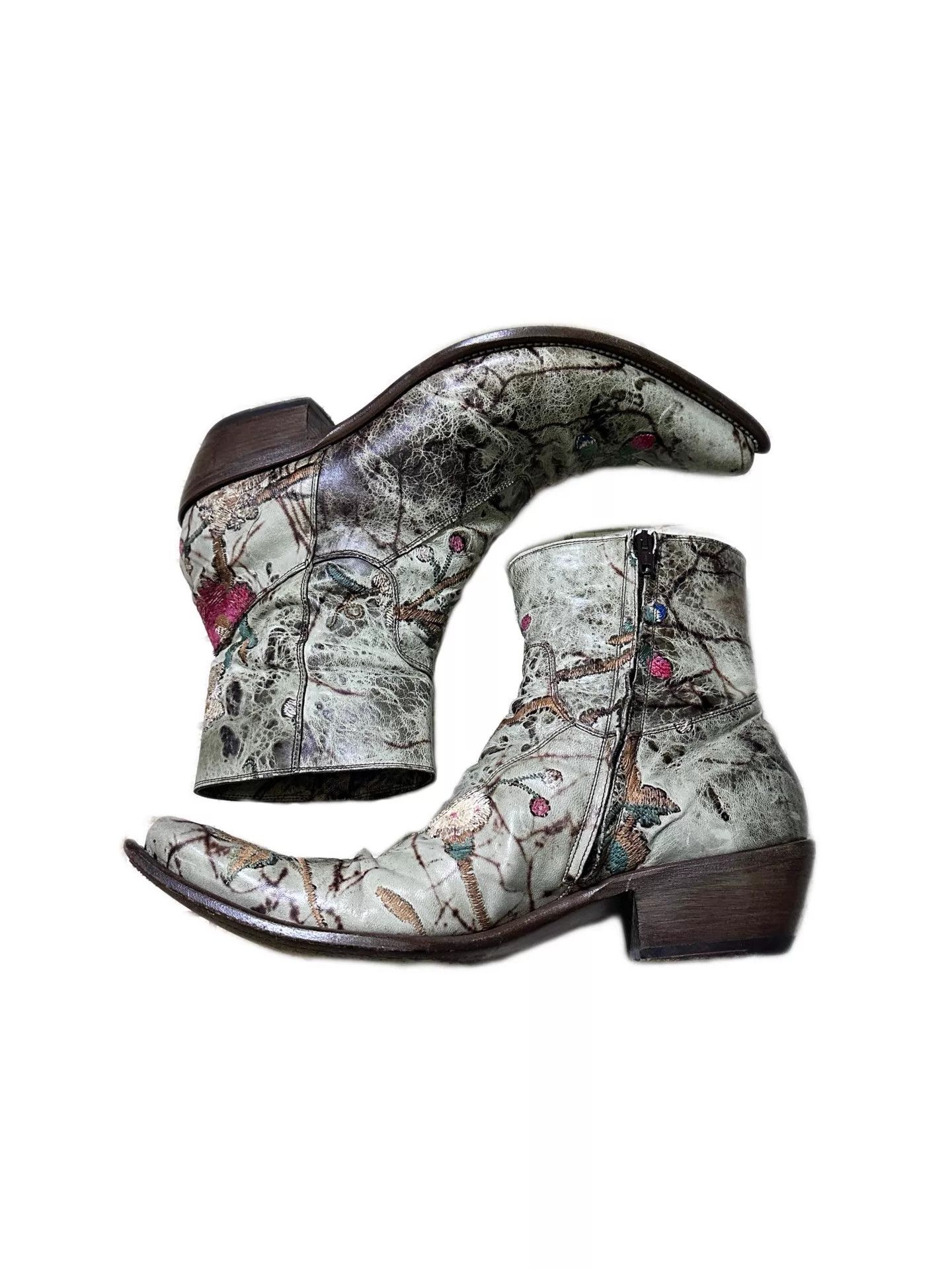 Gianni Barbato Gianni Barbato Vintage Green Floral Pointed Toe Boots 42 Size US 9 / EU 42 - 3 Thumbnail
