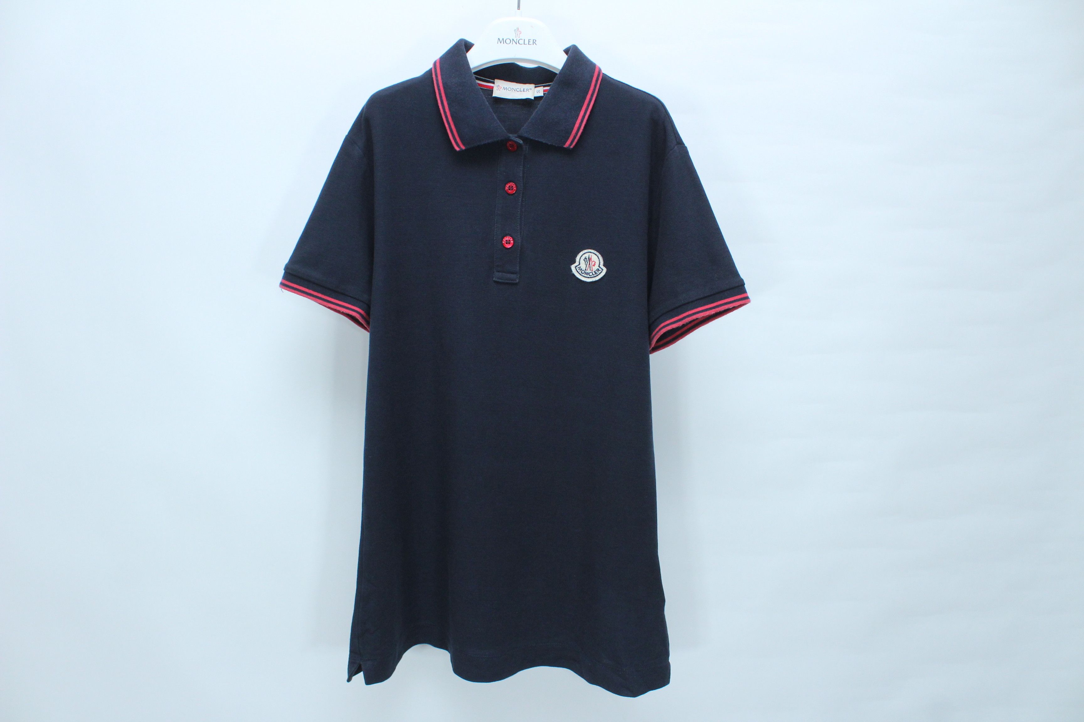 Moncler Moncler Maglia Polo Manica Corta Shirt Dress Navy S Size S / US 4 / IT 40 - 1 Thumbnail