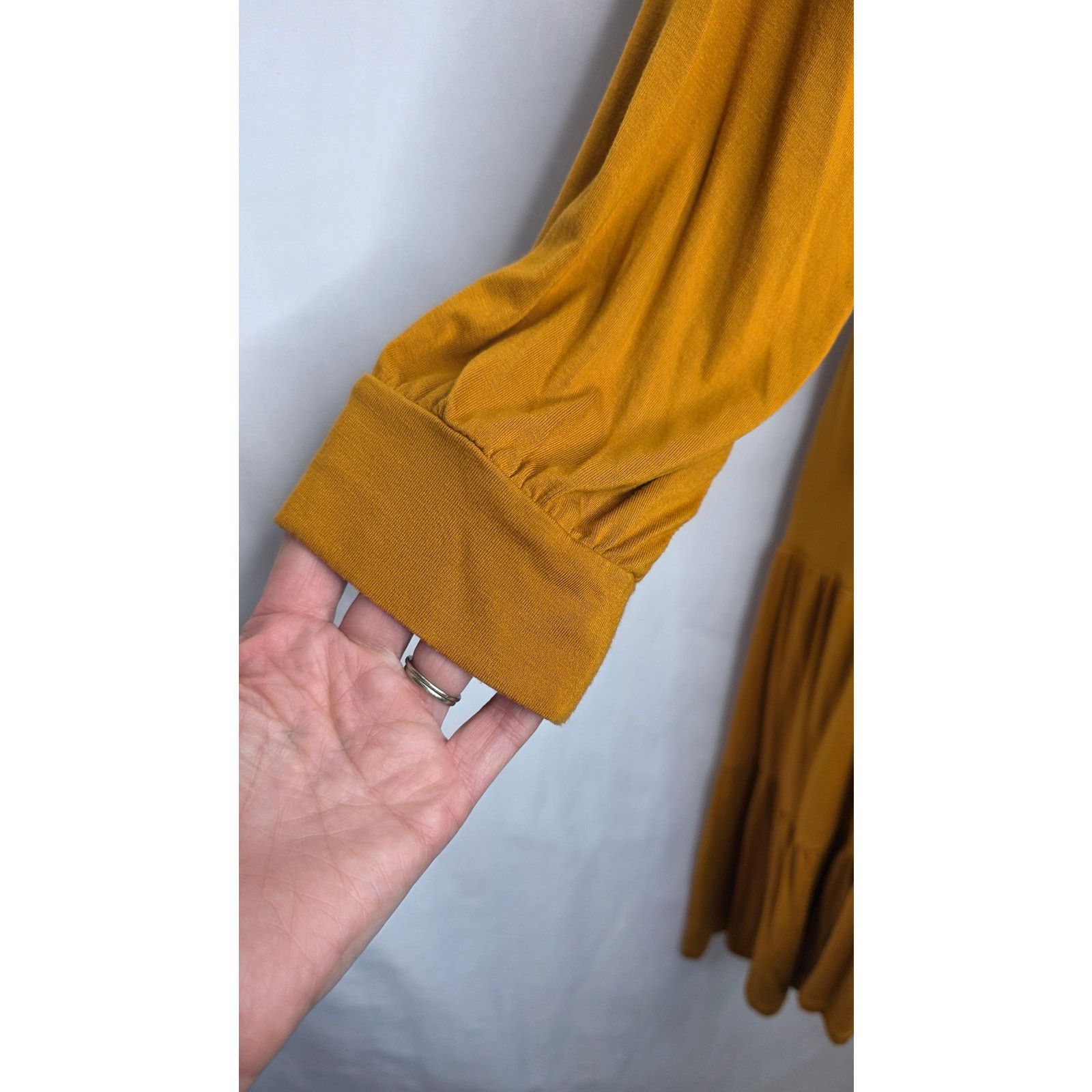 Other Women's Mustard Embroidered Boho Dress Floral Tiered Size M / US 6-8 / IT 42-44 - 4 Thumbnail