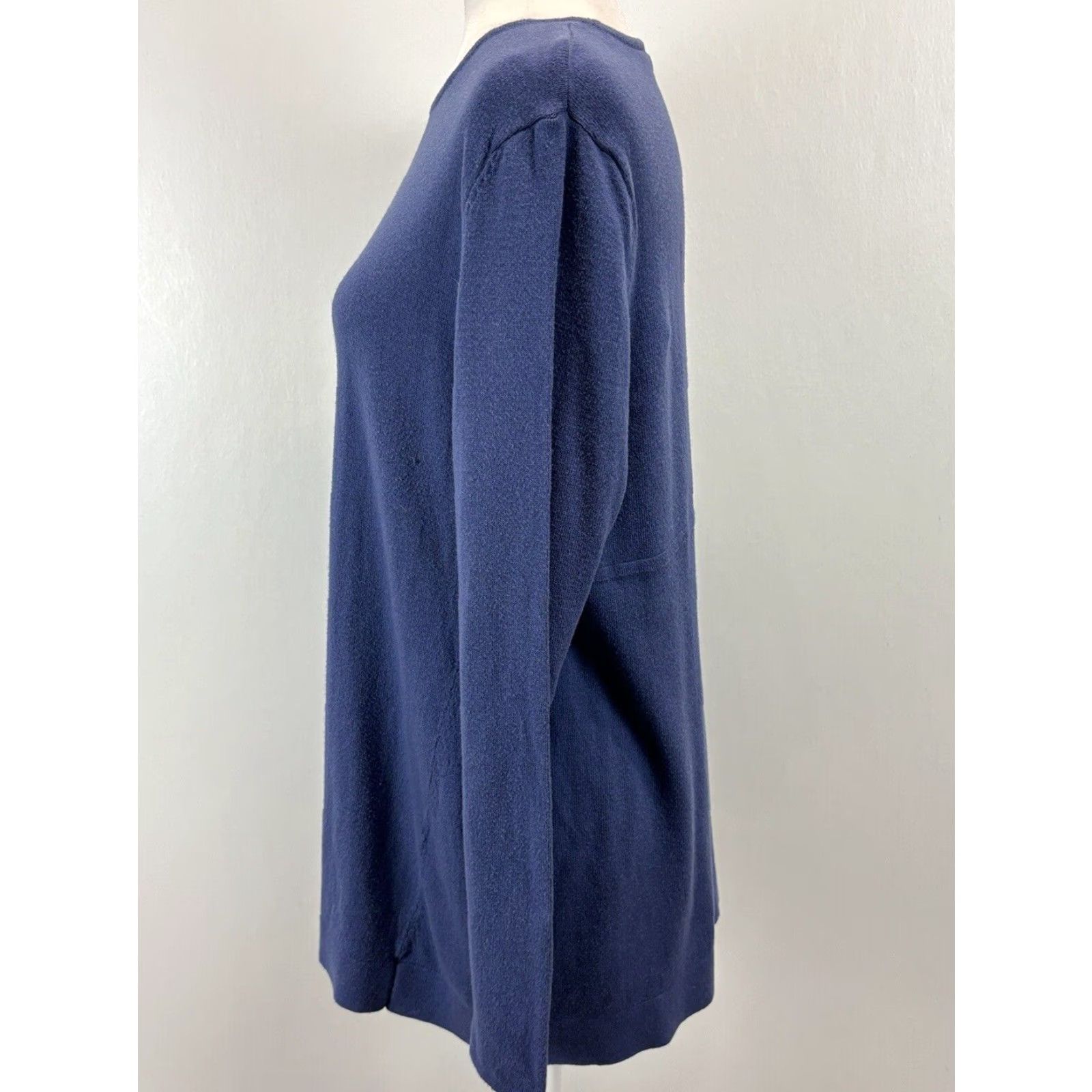 J. Jill J. Jill Women's Pullover Sweater Blue Medium Long Sleeve Cotton Blend Size M / US 6-8 / IT 42-44 - 2 Thumbnail